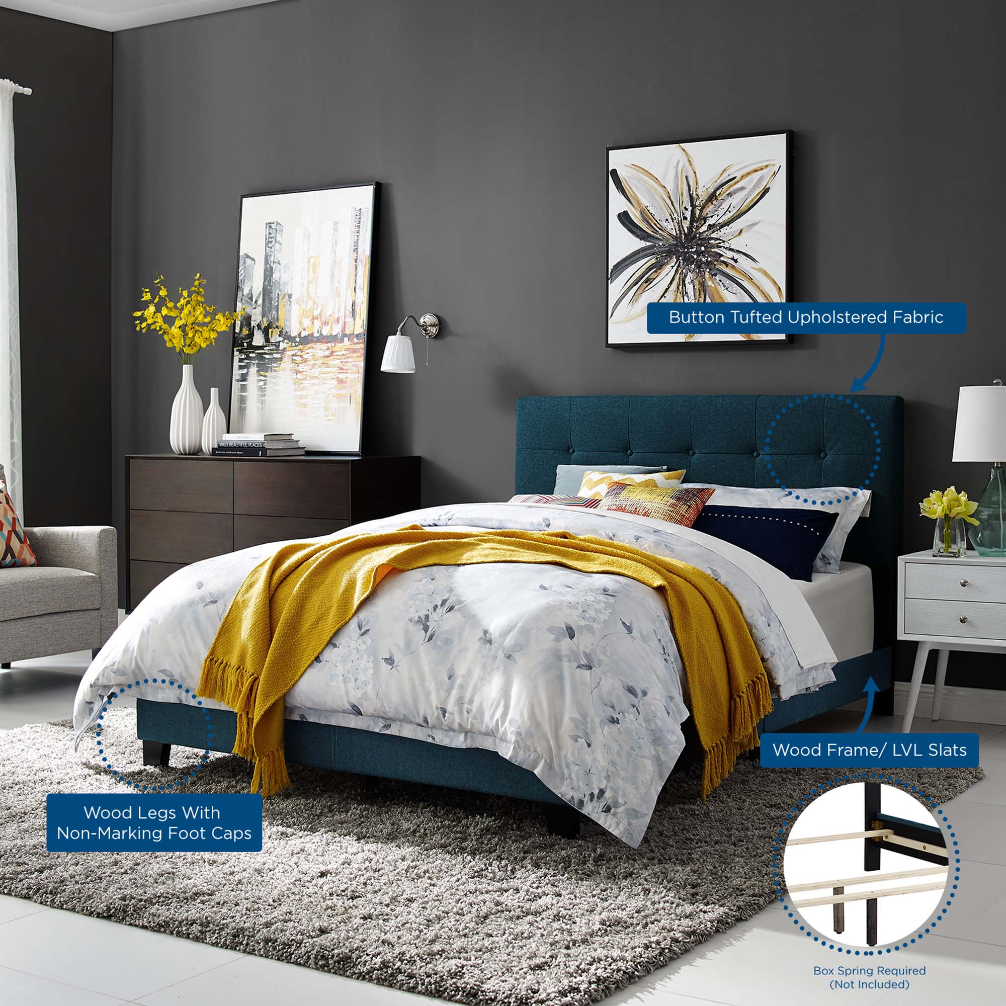 Amira Upholstered Fabric Bed view 4