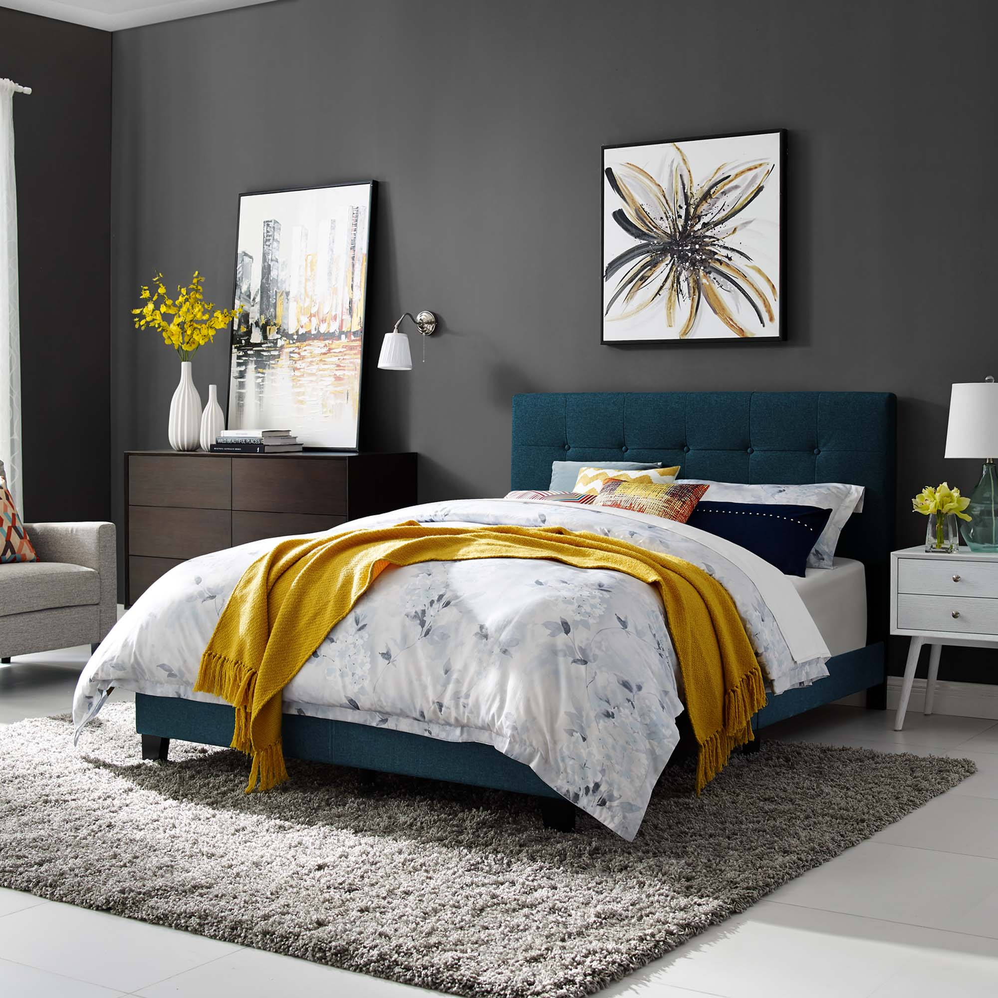 Amira Upholstered Fabric Bed view 2
