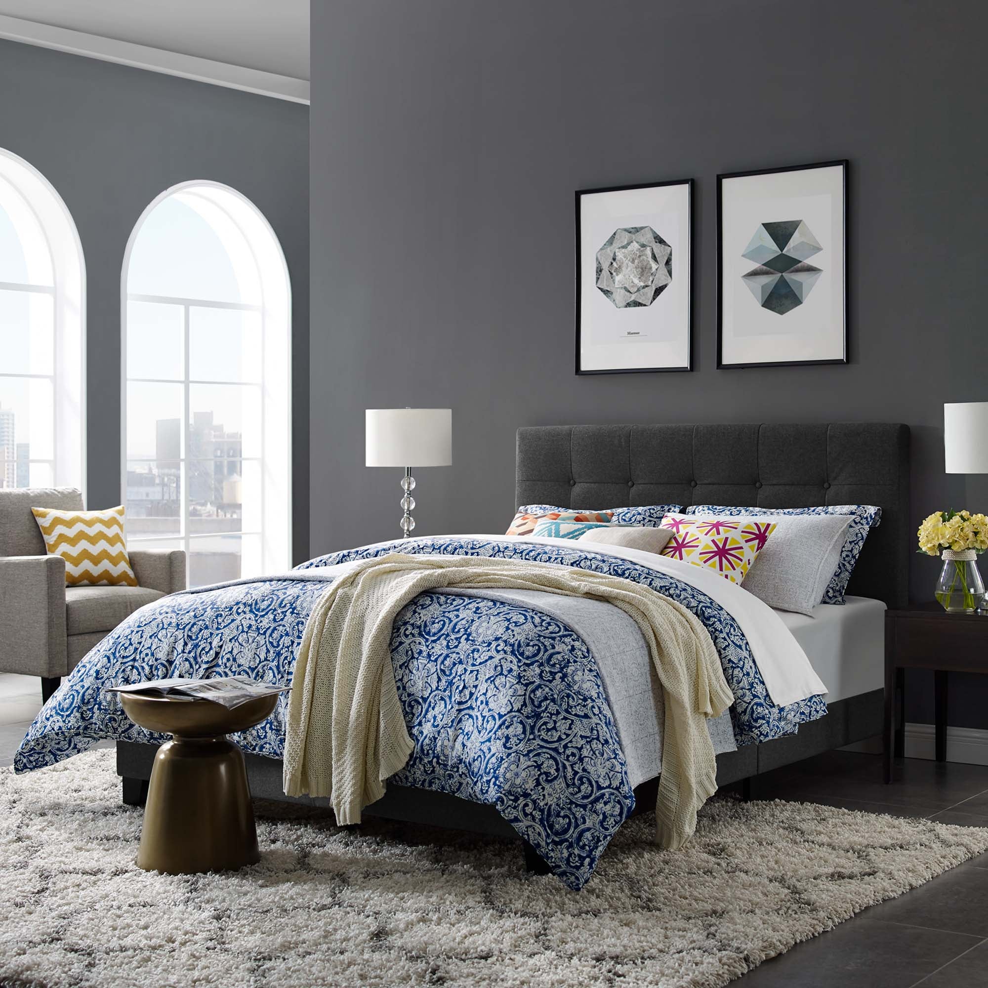 Amira Upholstered Fabric Bed view 8