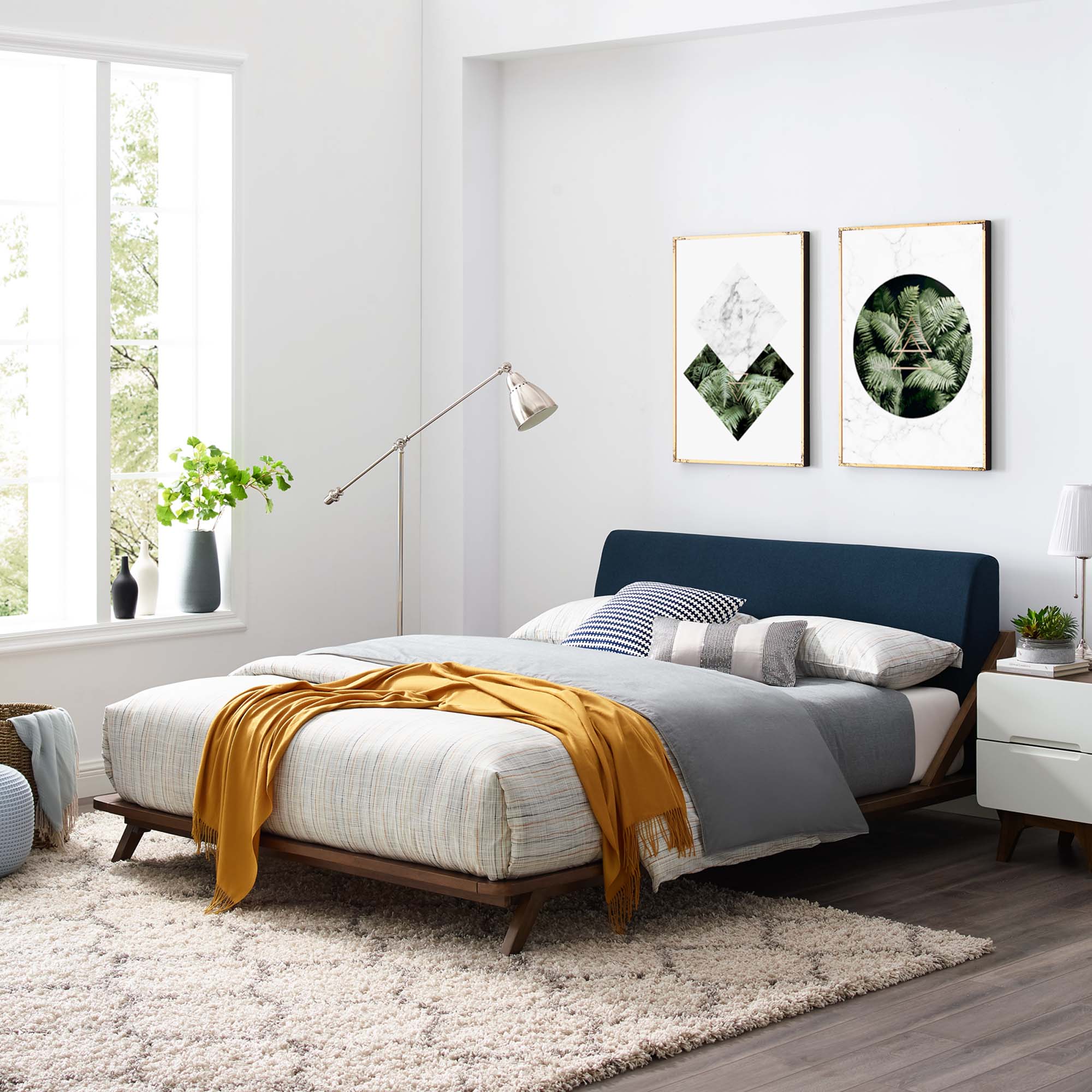 Luella Upholstered Fabric Queen Platform Bed view 7