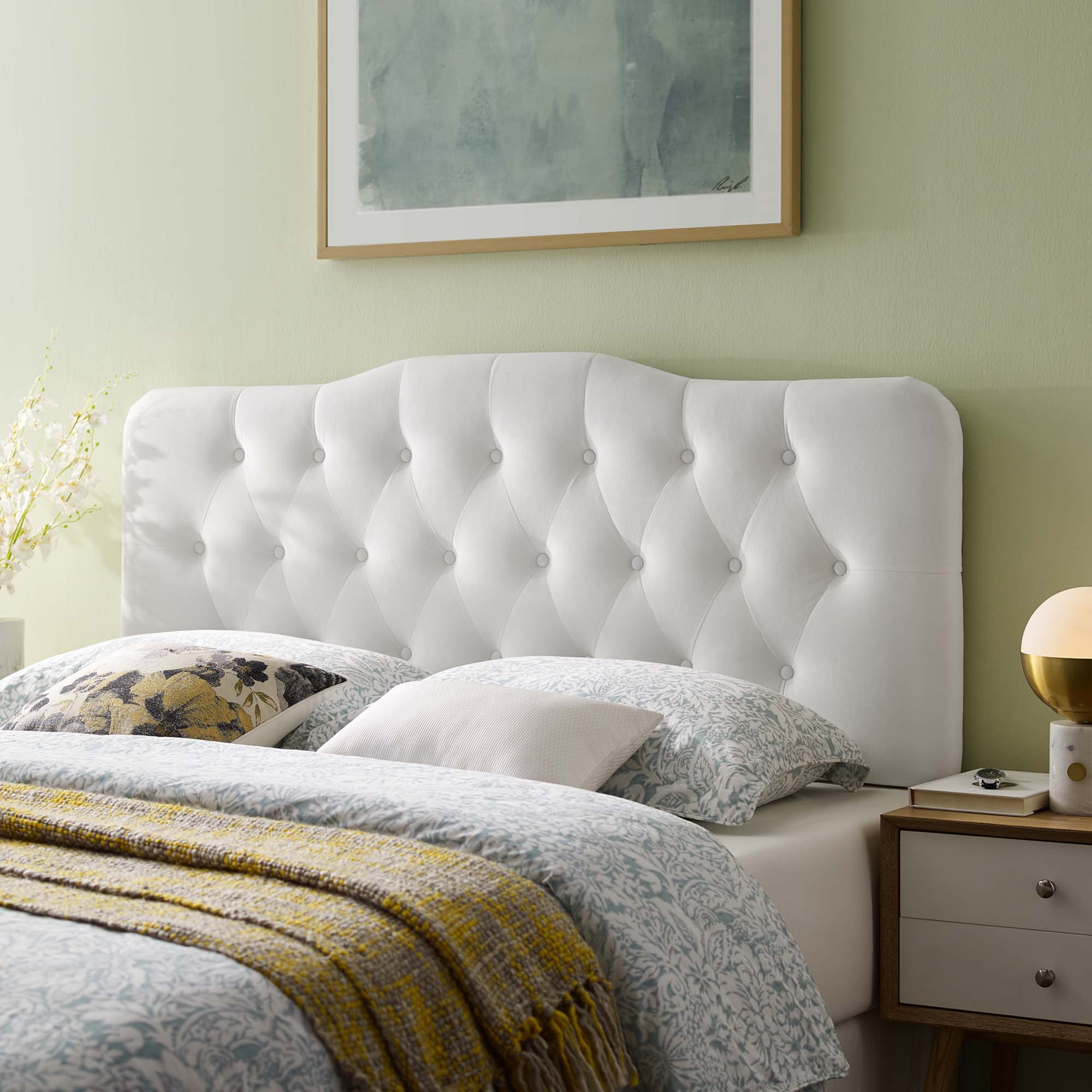Annabel Diamond Tufted Performance Velvet Headboard view 2