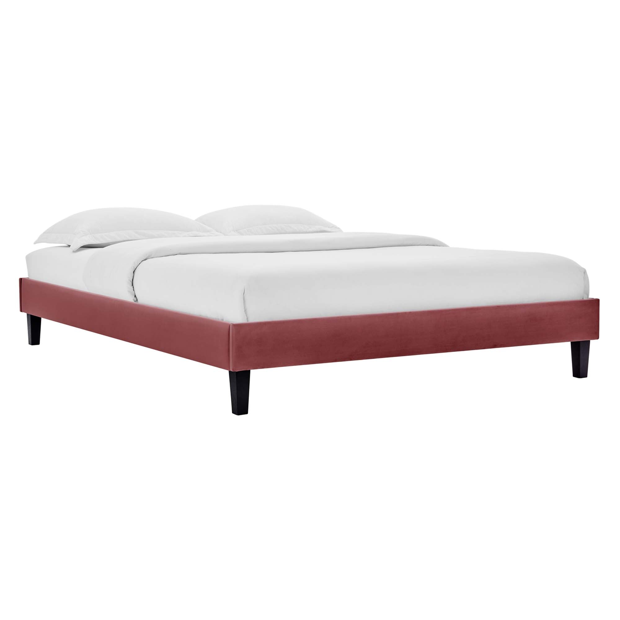 Alessi Performance Velvet Platform Bed With Black Wood Legs - Image 9