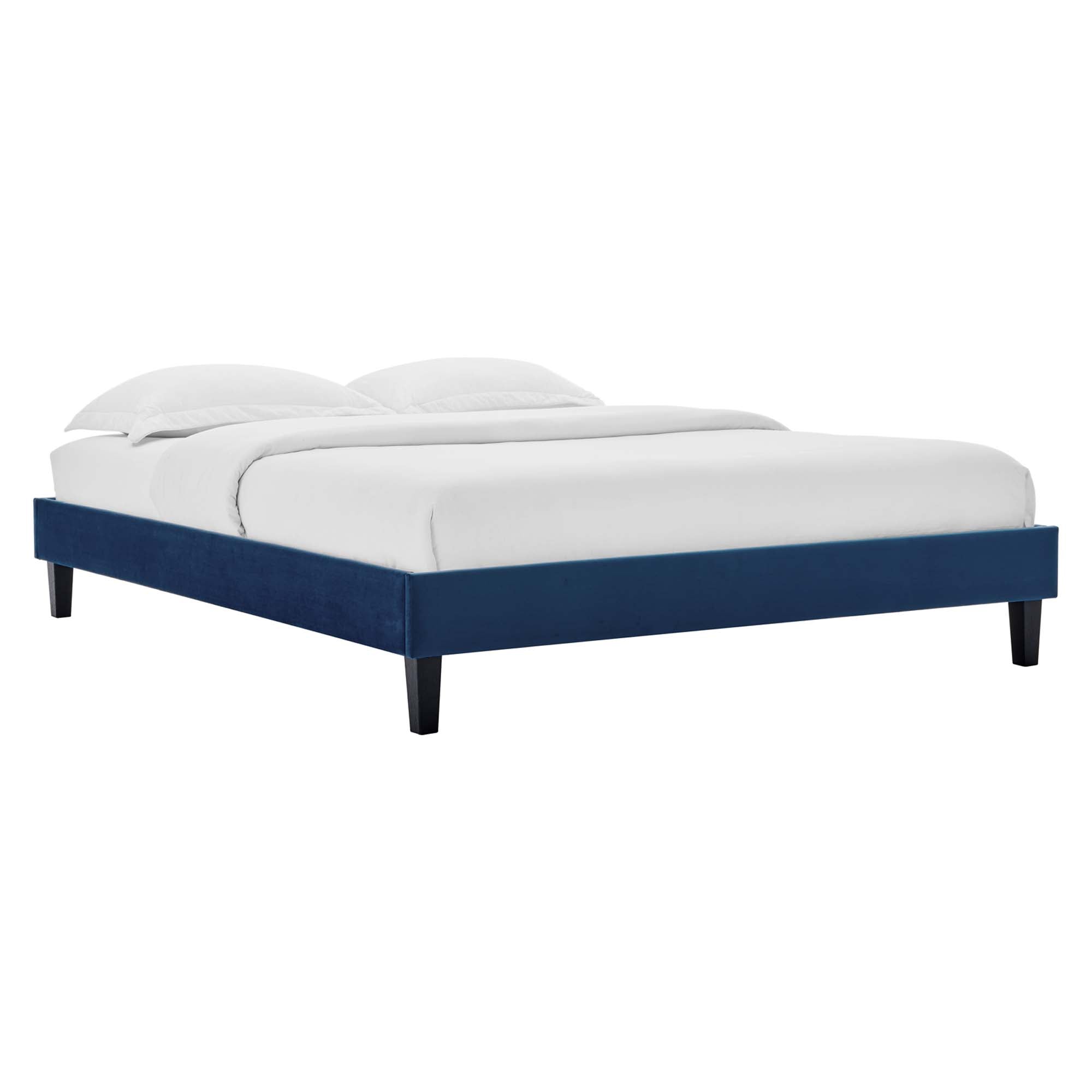 Juniper Channel Tufted Performance Velvet Platform Bed With Black Wood Legs - Image 10