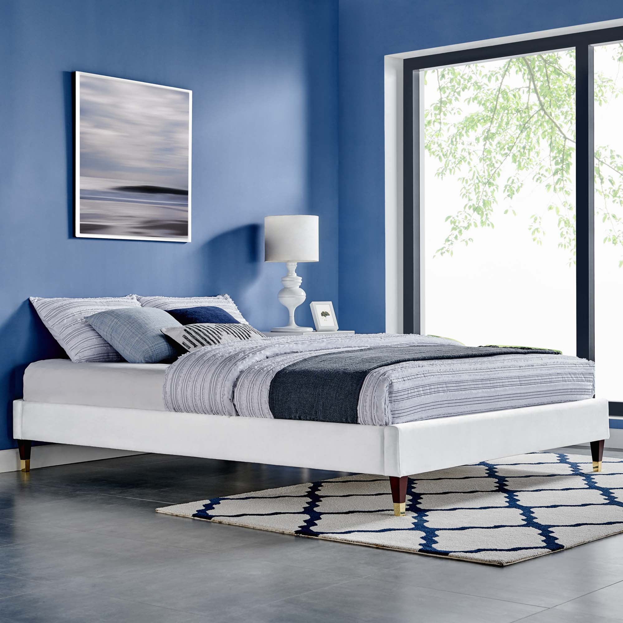 Harlow Performance Velvet Platform Bed Frame view 7