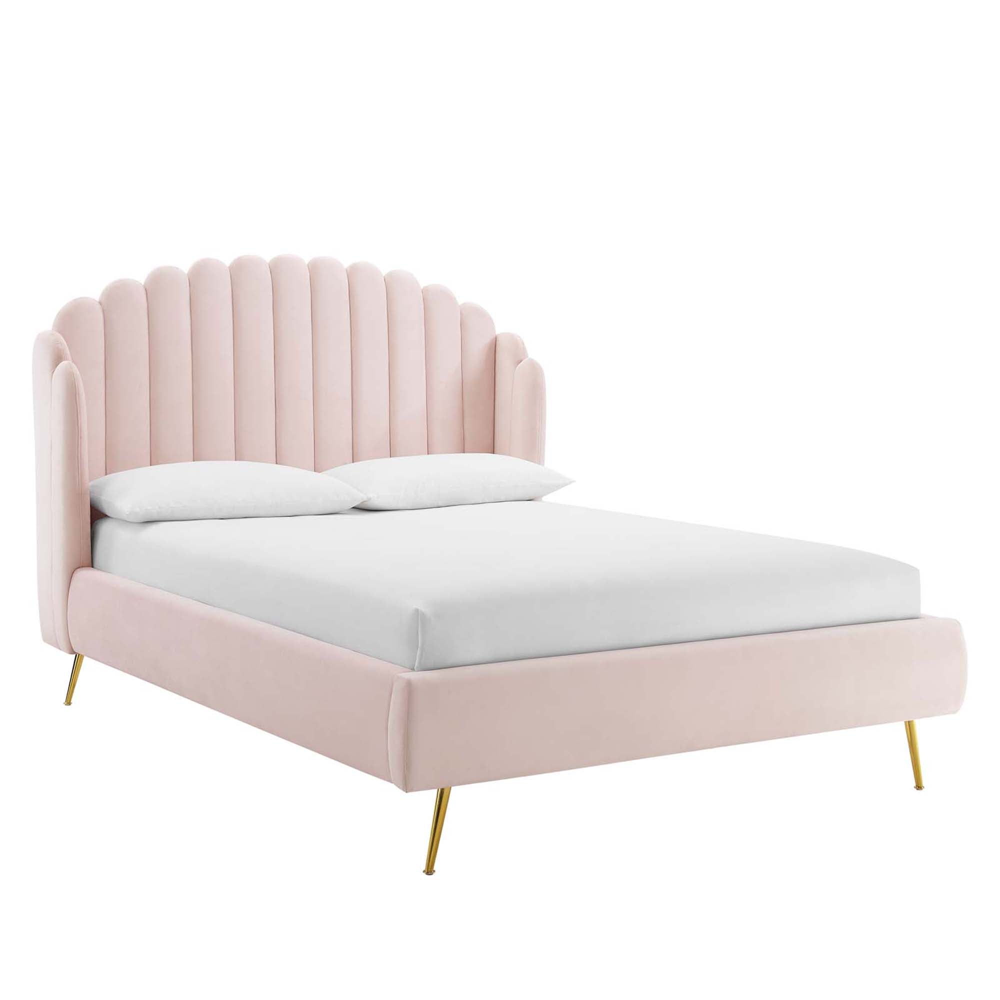 Lana Performance Velvet Queen Wingback Platform Bed view 1