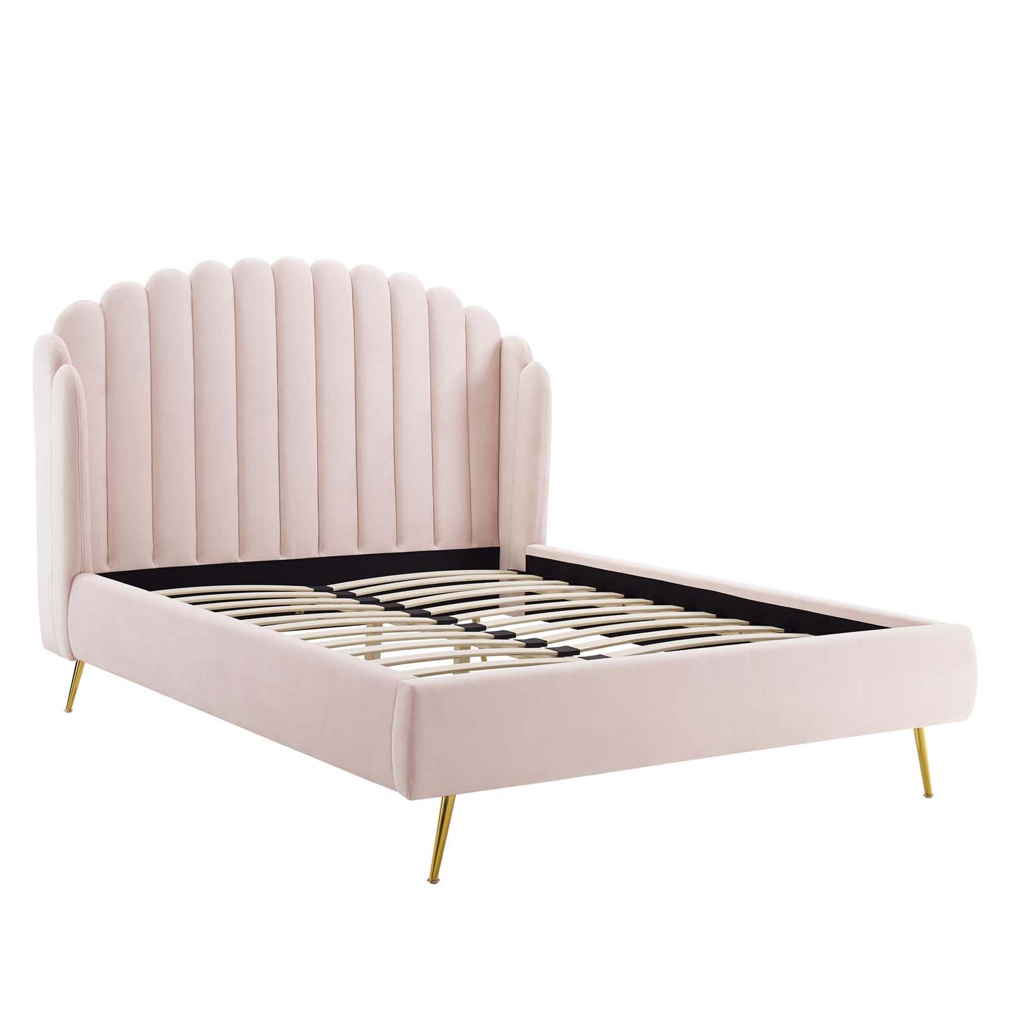Lana Performance Velvet Queen Wingback Platform Bed view 8