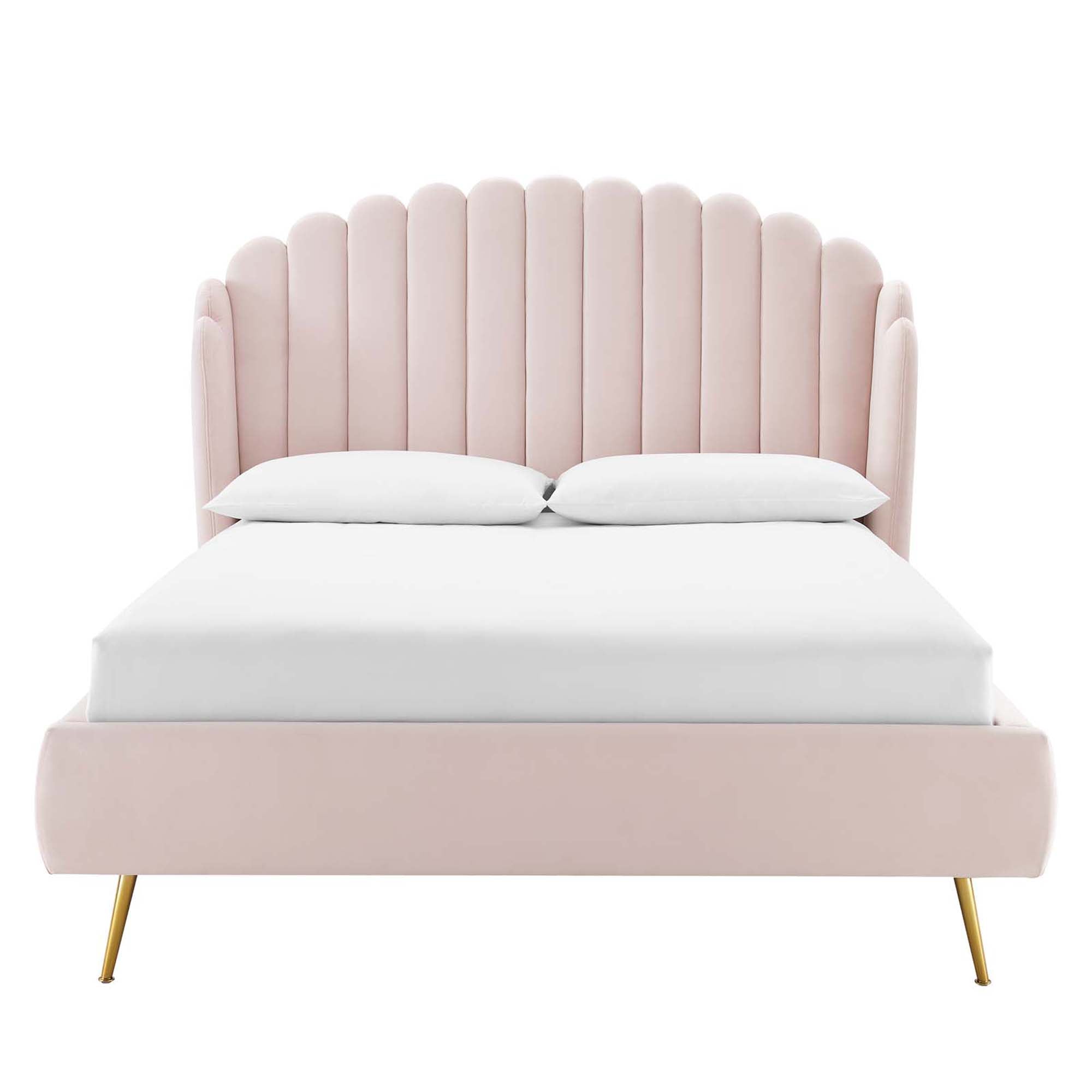 Lana Performance Velvet Queen Wingback Platform Bed view 7