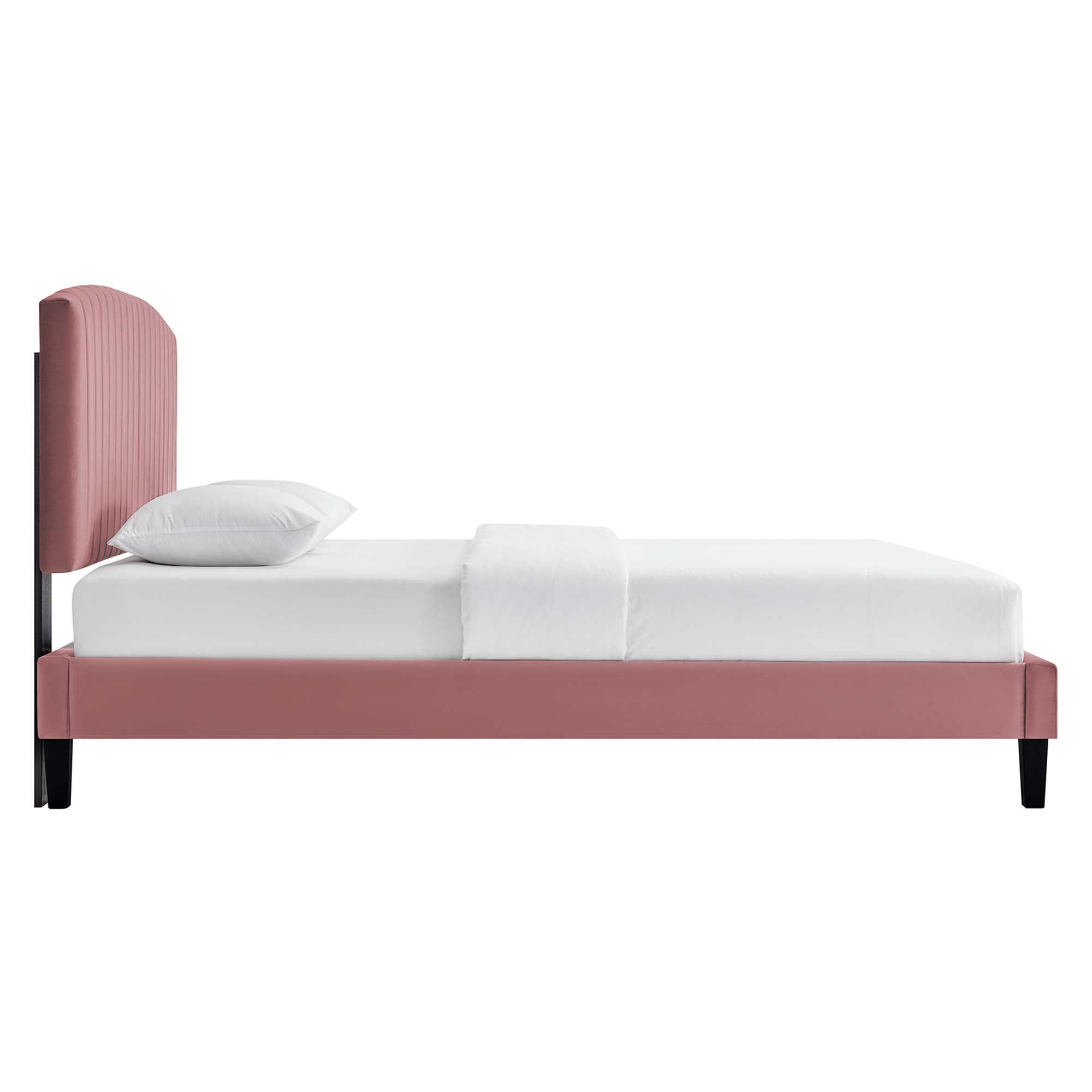 Alessi Performance Velvet Platform Bed With Black Wood Legs - Image 10
