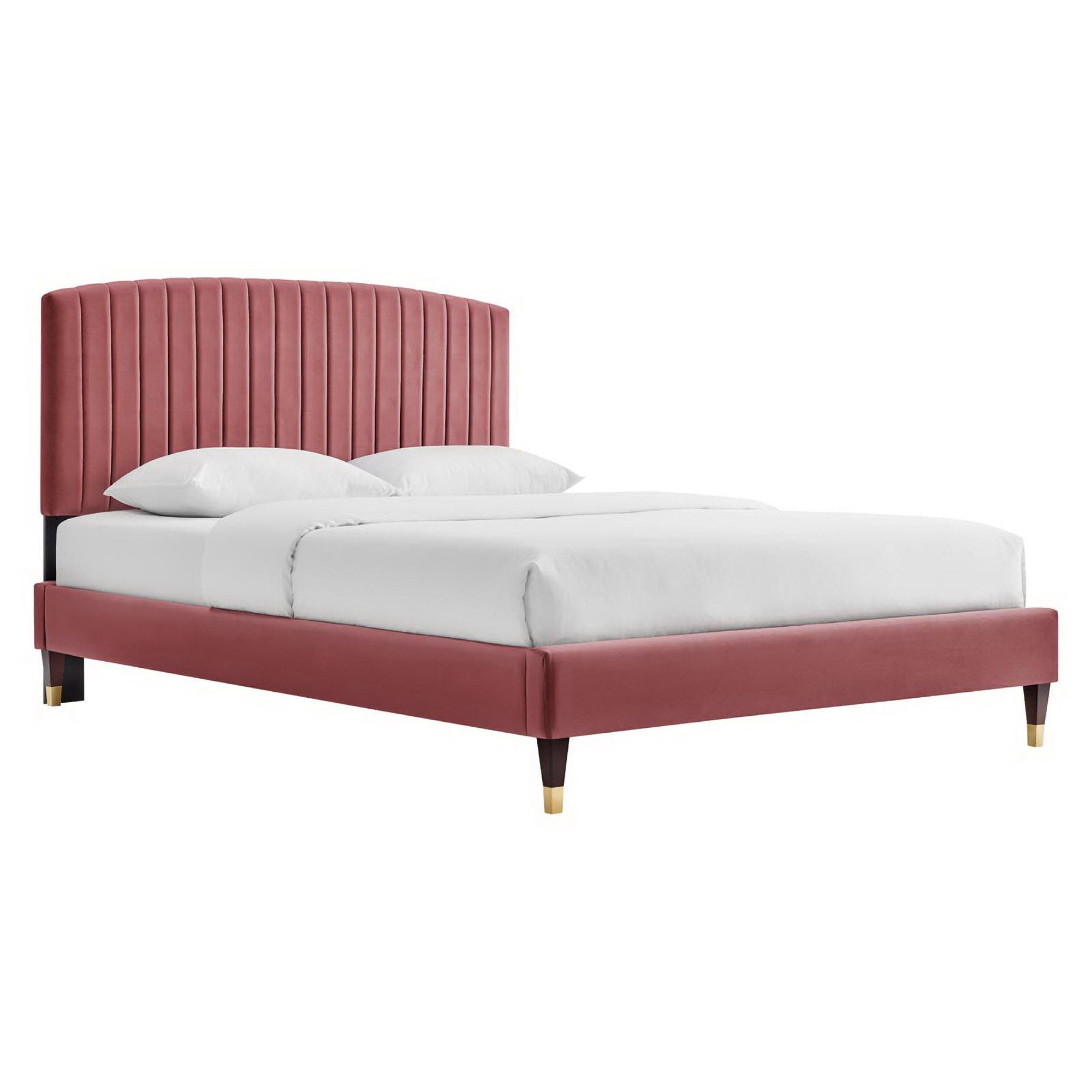 Alessi Performance Velvet Queen Platform Bed view 1