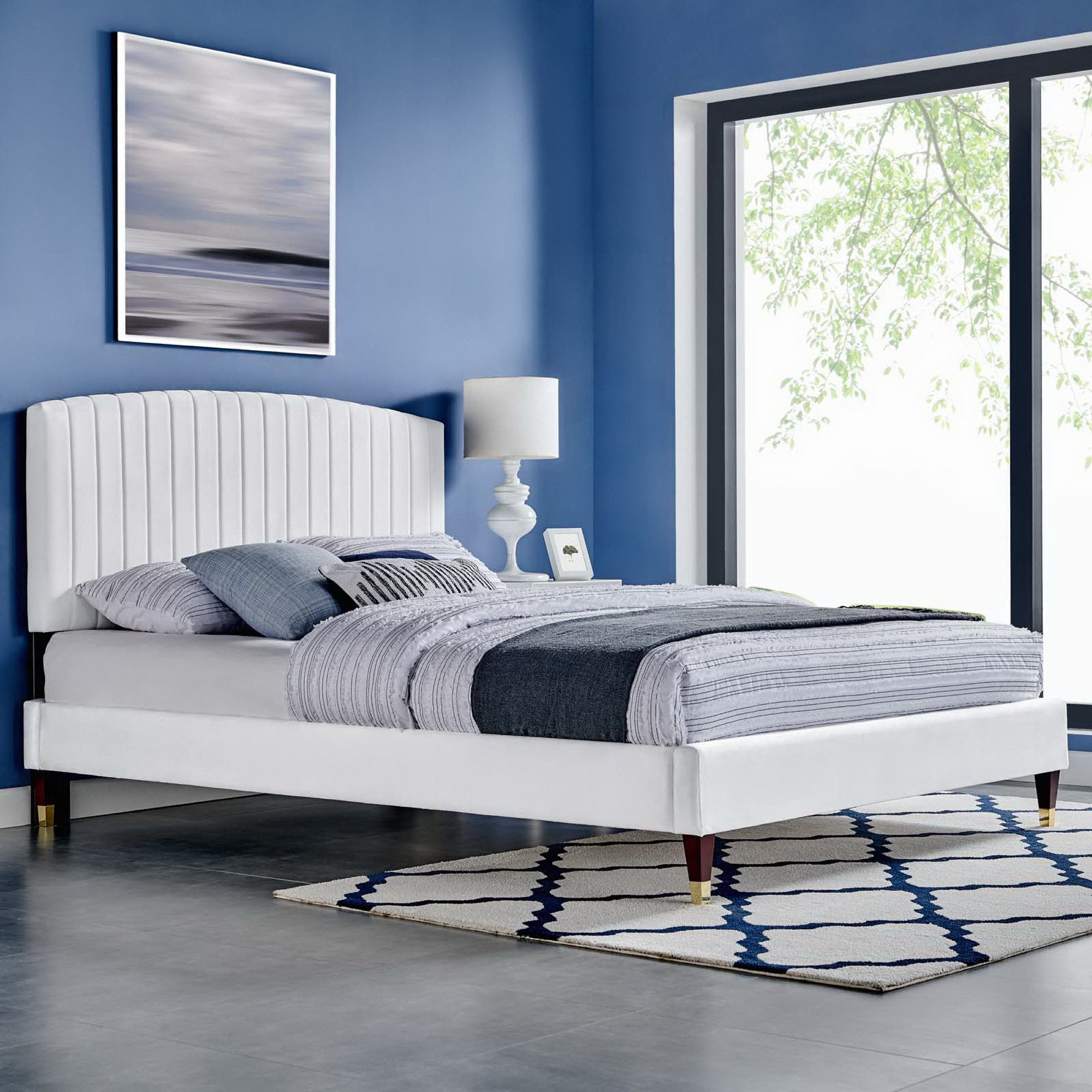 Alessi Performance Velvet Queen Platform Bed view 6