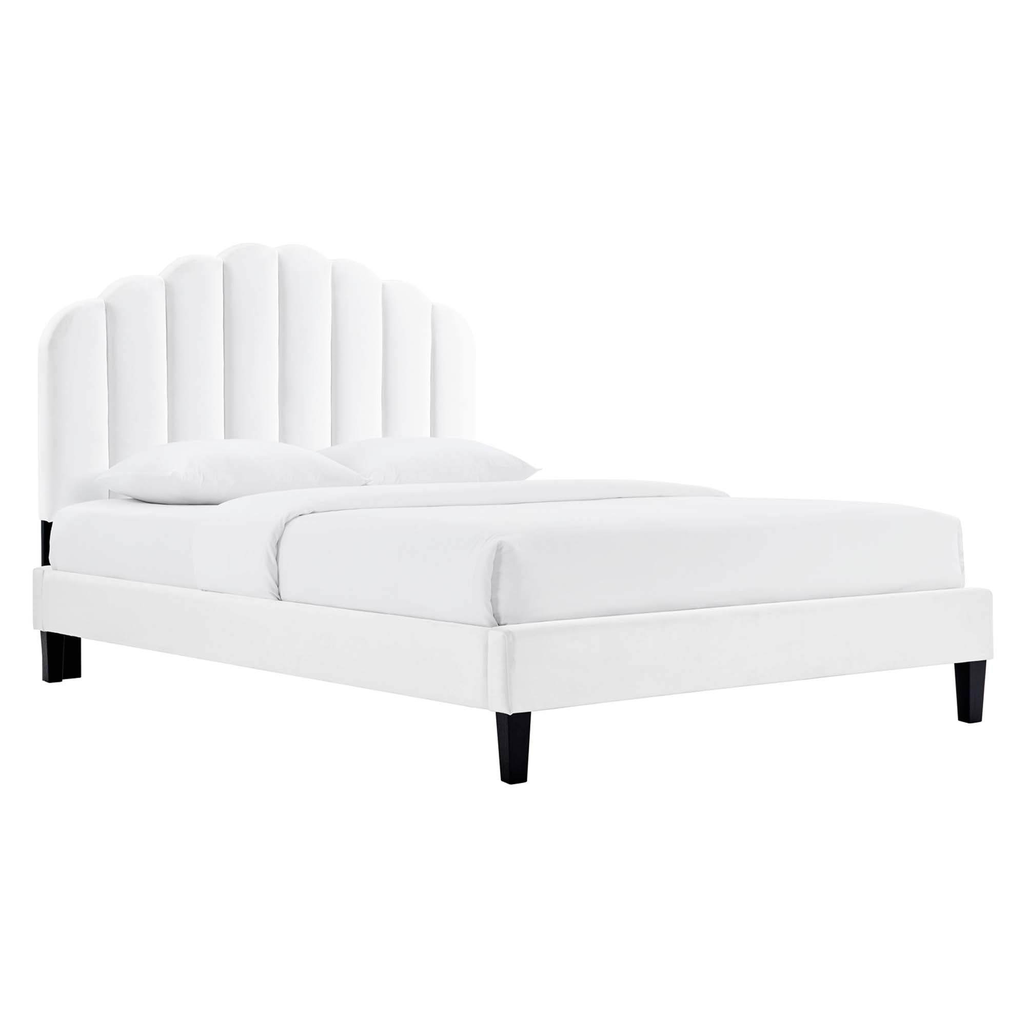 Daisy Performance Velvet Platform Bed With Black Wood Legs view 1