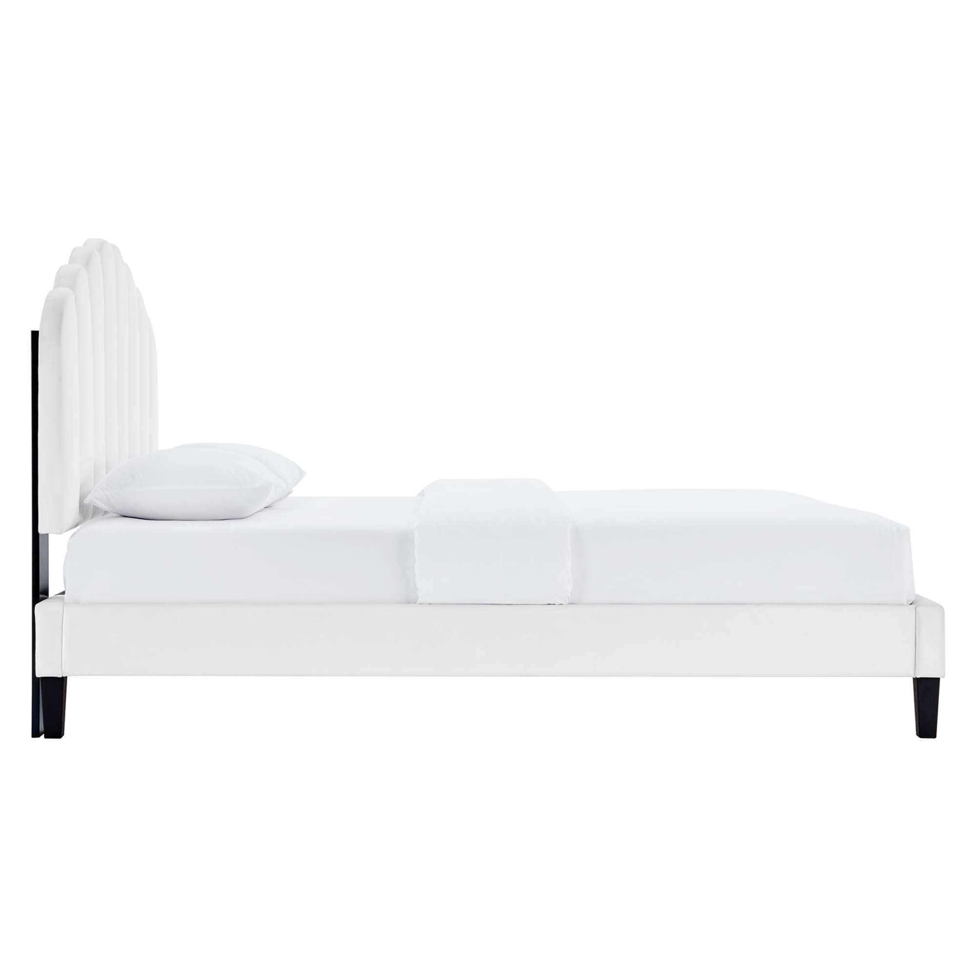 Daisy Performance Velvet Platform Bed With Black Wood Legs view 6