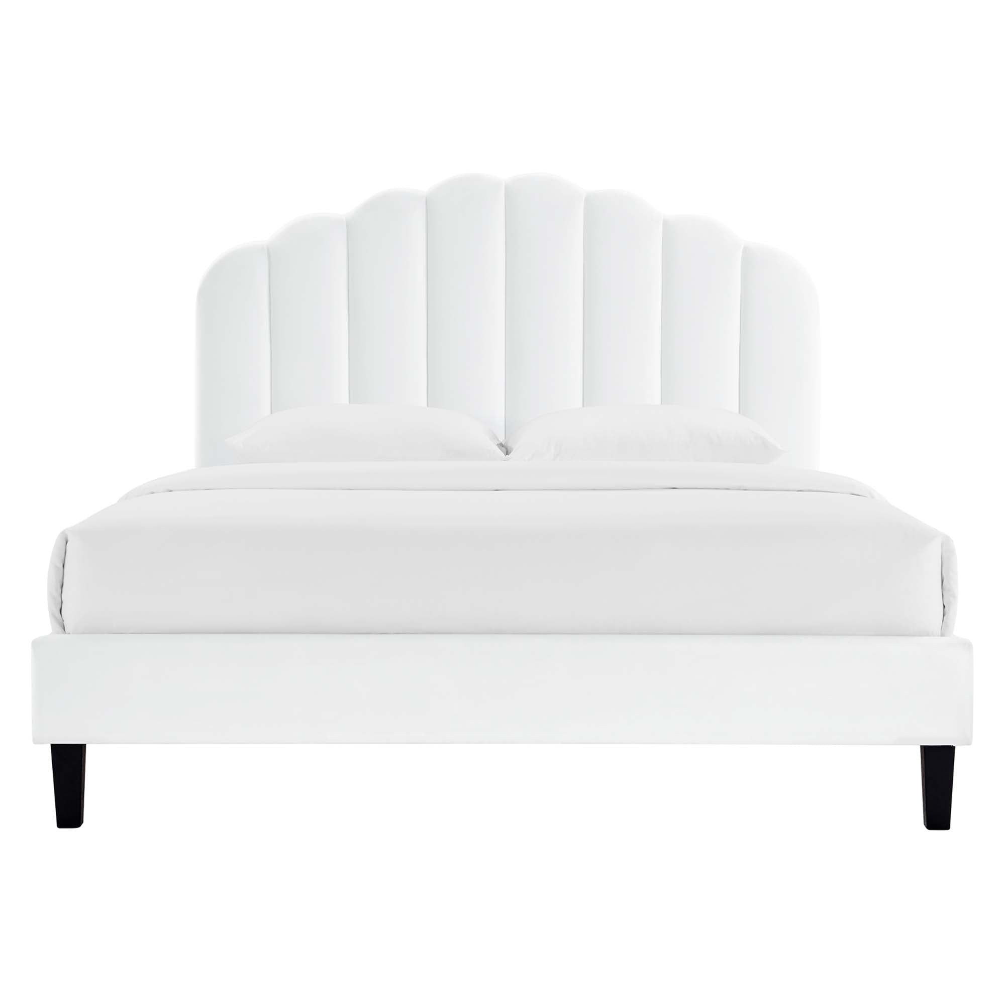 Daisy Performance Velvet Platform Bed With Black Wood Legs view 7
