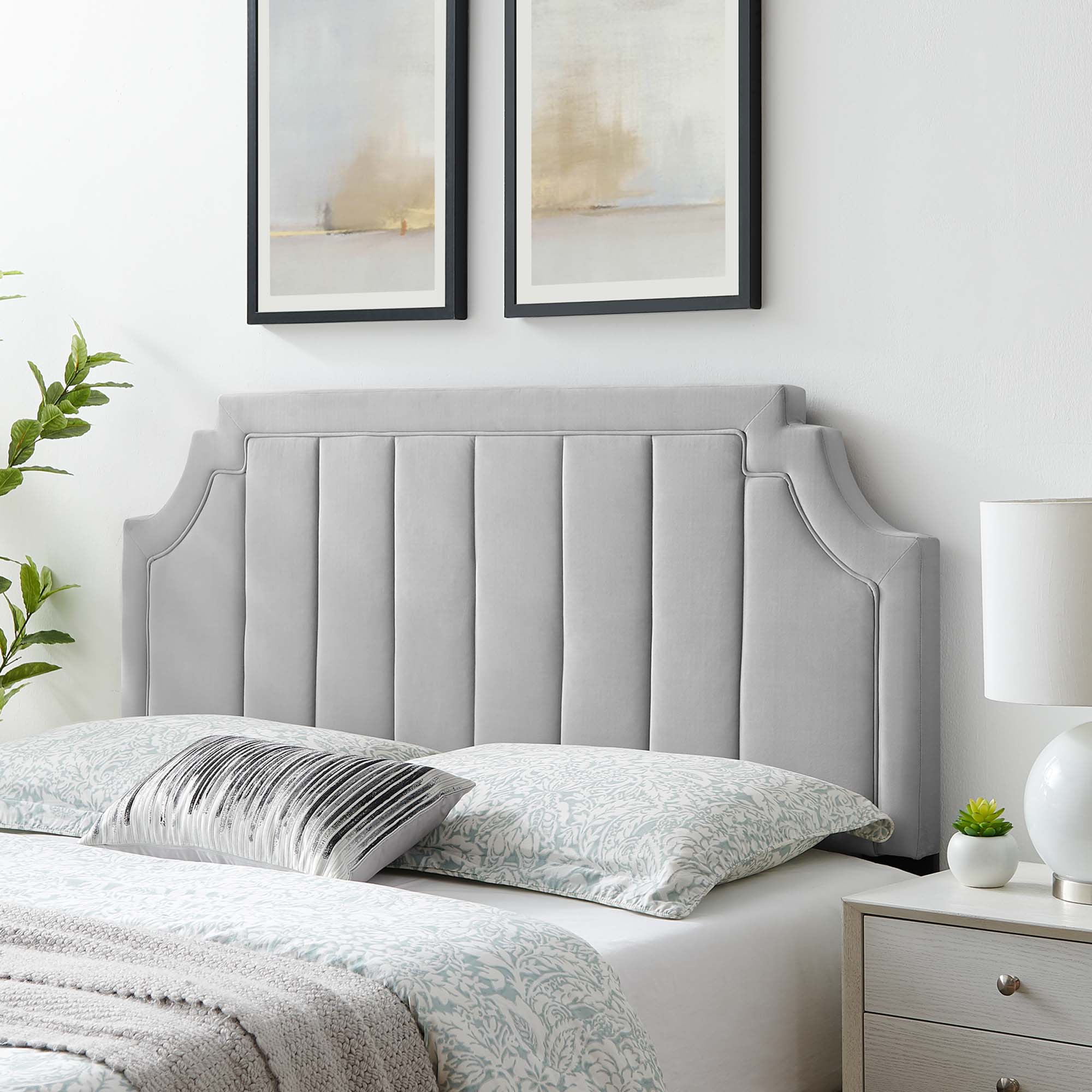 Alyona Channel Tufted Performance Velvet Headboard view 2