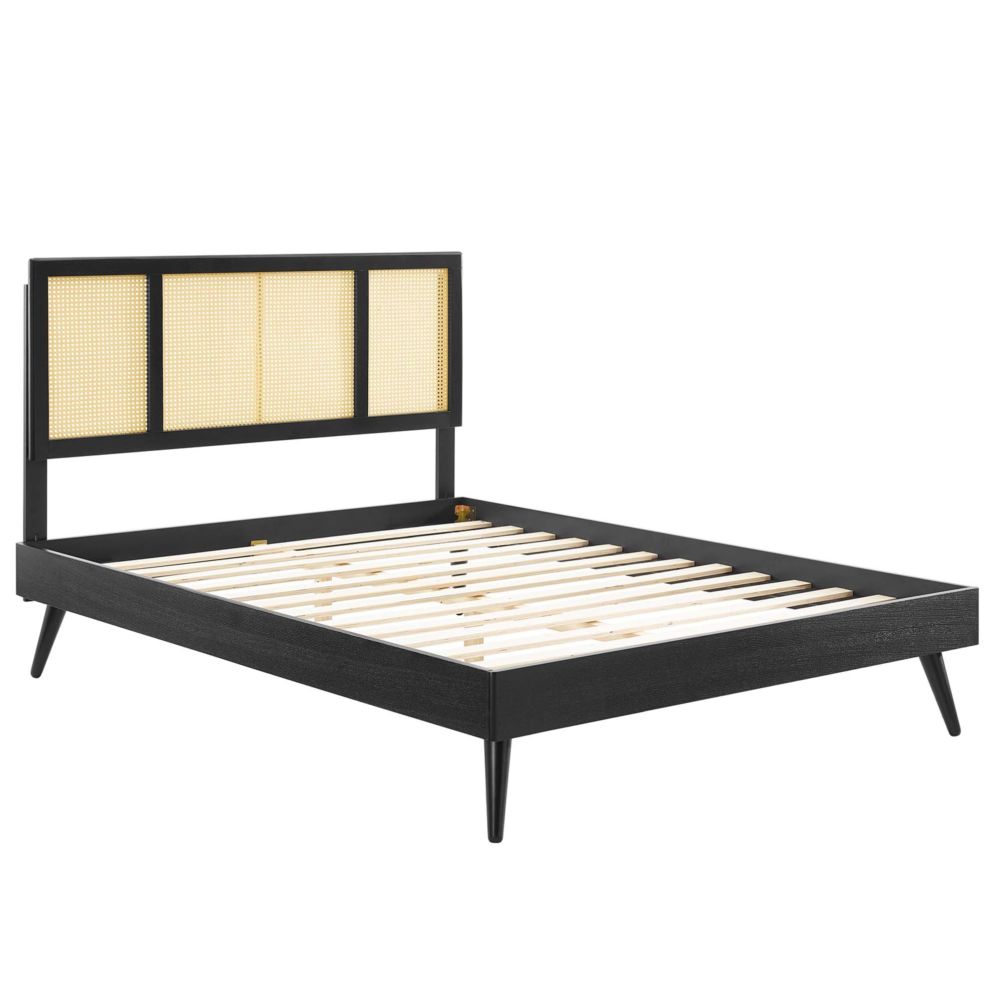 Kelsea Cane and Wood Platform Bed With Splayed Legs view 8