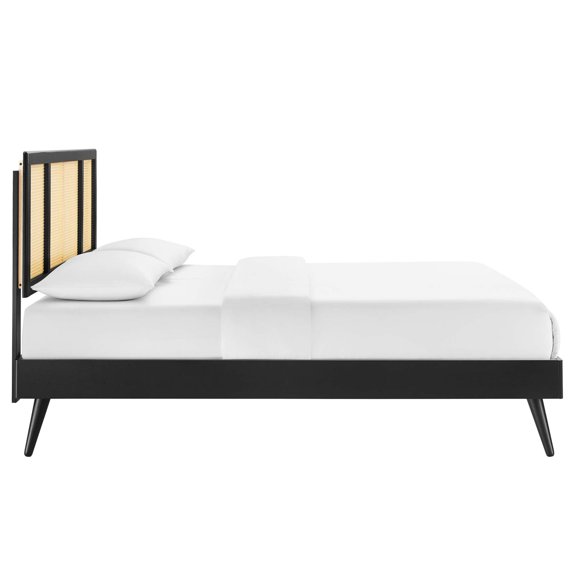 Kelsea Cane and Wood Platform Bed With Splayed Legs view 6