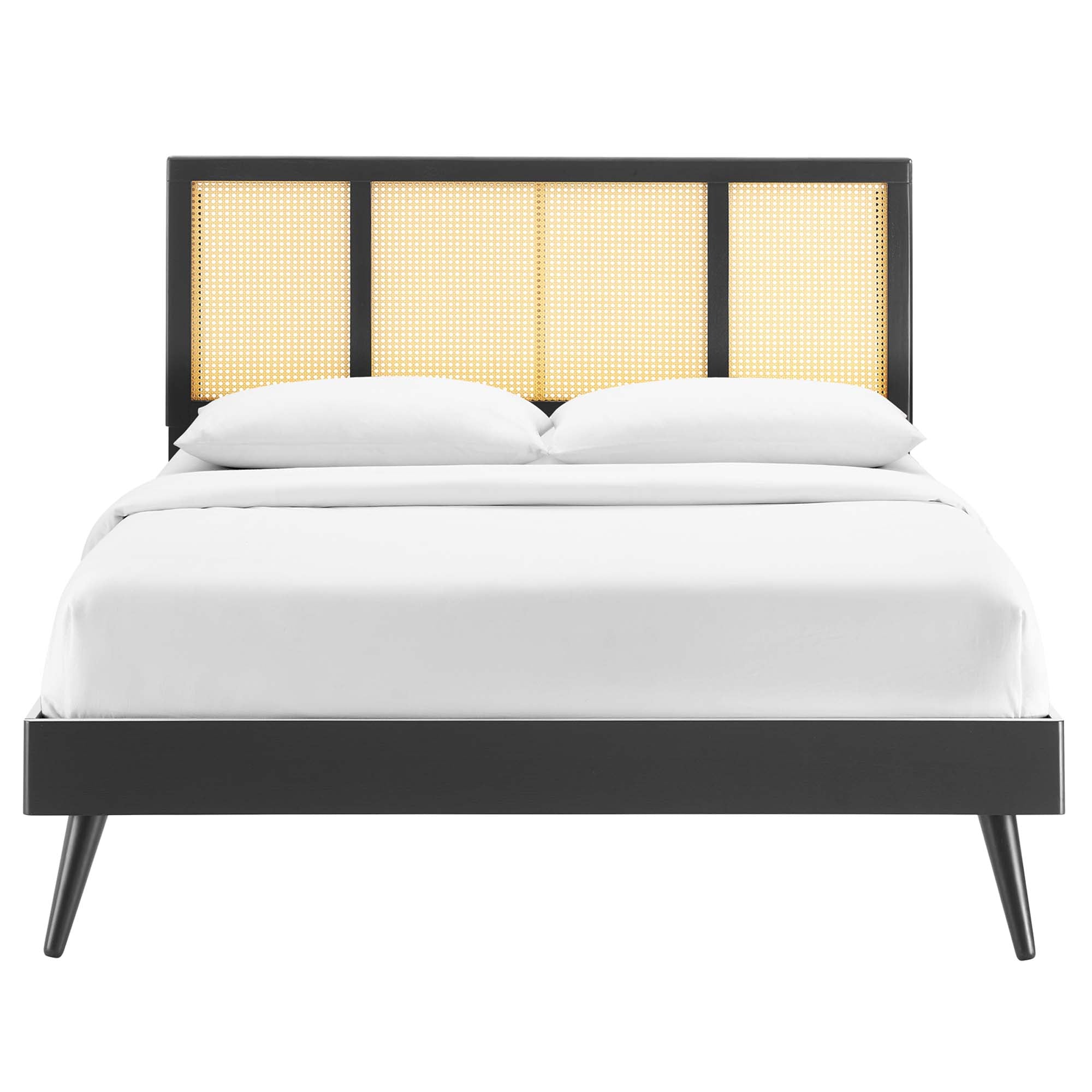 Kelsea Cane and Wood Platform Bed With Splayed Legs view 7