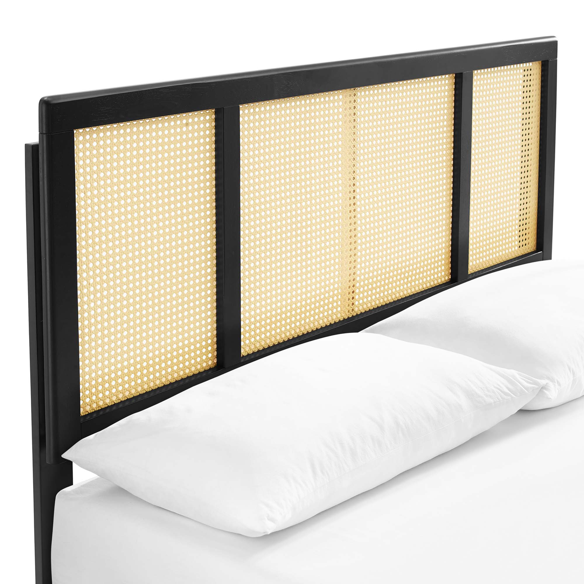 Kelsea Cane and Wood Platform Bed With Splayed Legs - Image 9