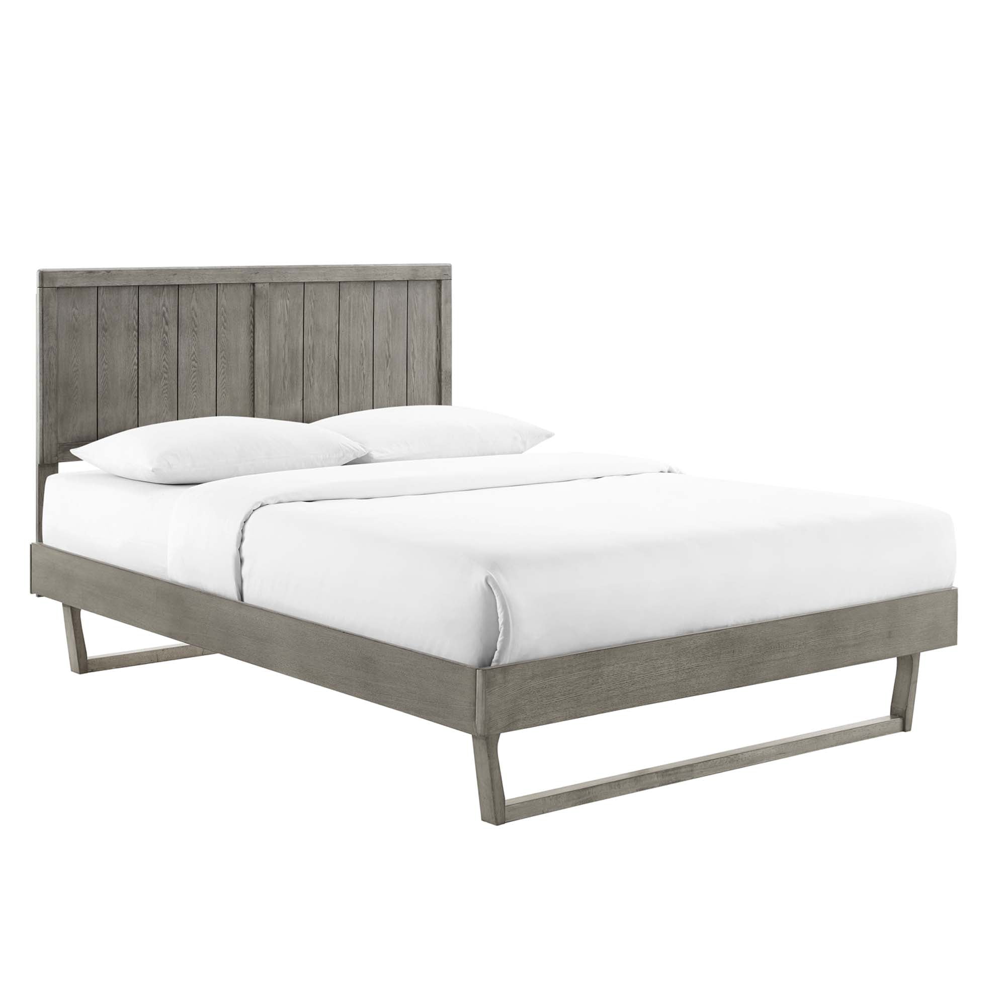 Alana Wood Platform Bed With Angular Frame view 1