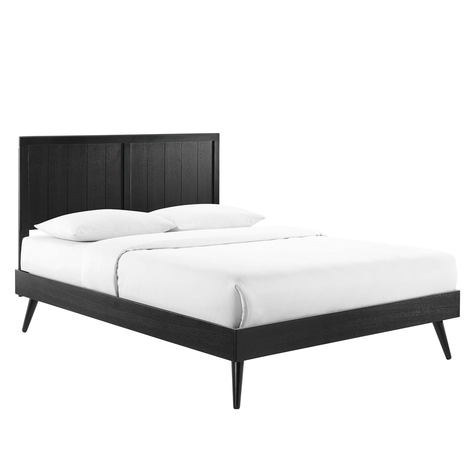 Alana Wood Platform Bed With Splayed Legs view 1