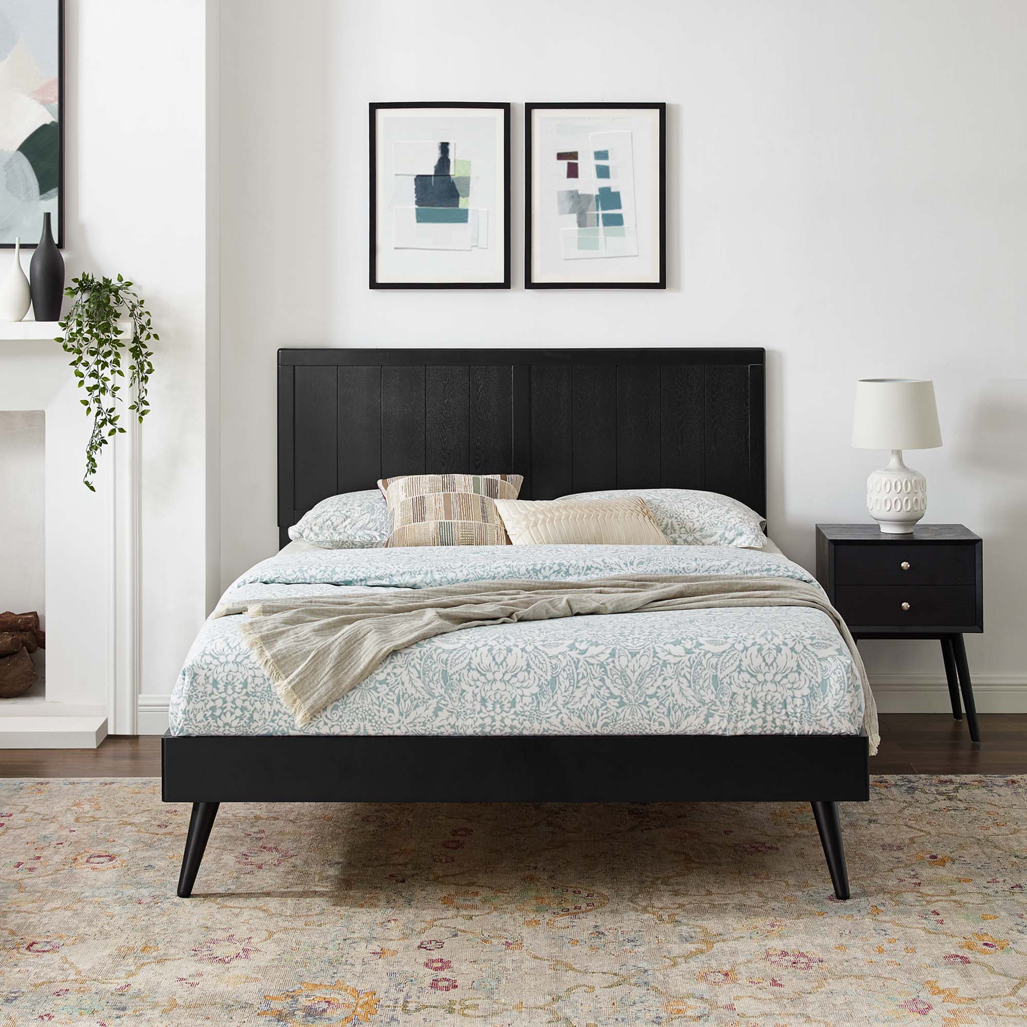 Alana Wood Platform Bed With Splayed Legs view 2