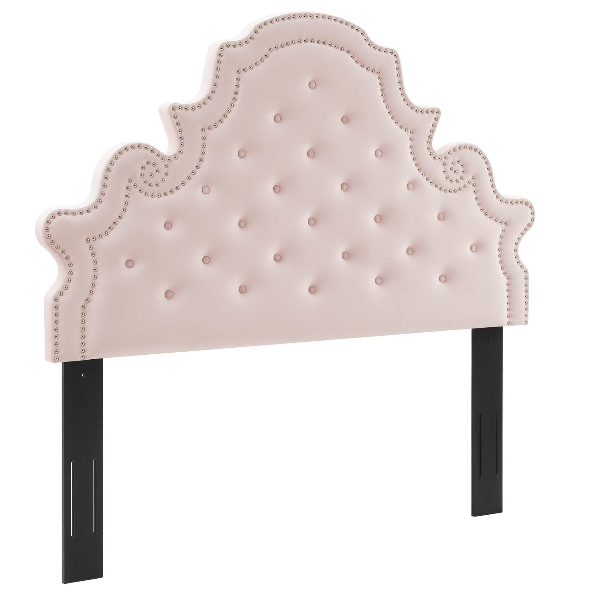 Gwyneth Tufted Performance Velvet Platform Bed With Gold Metal Legs view 6