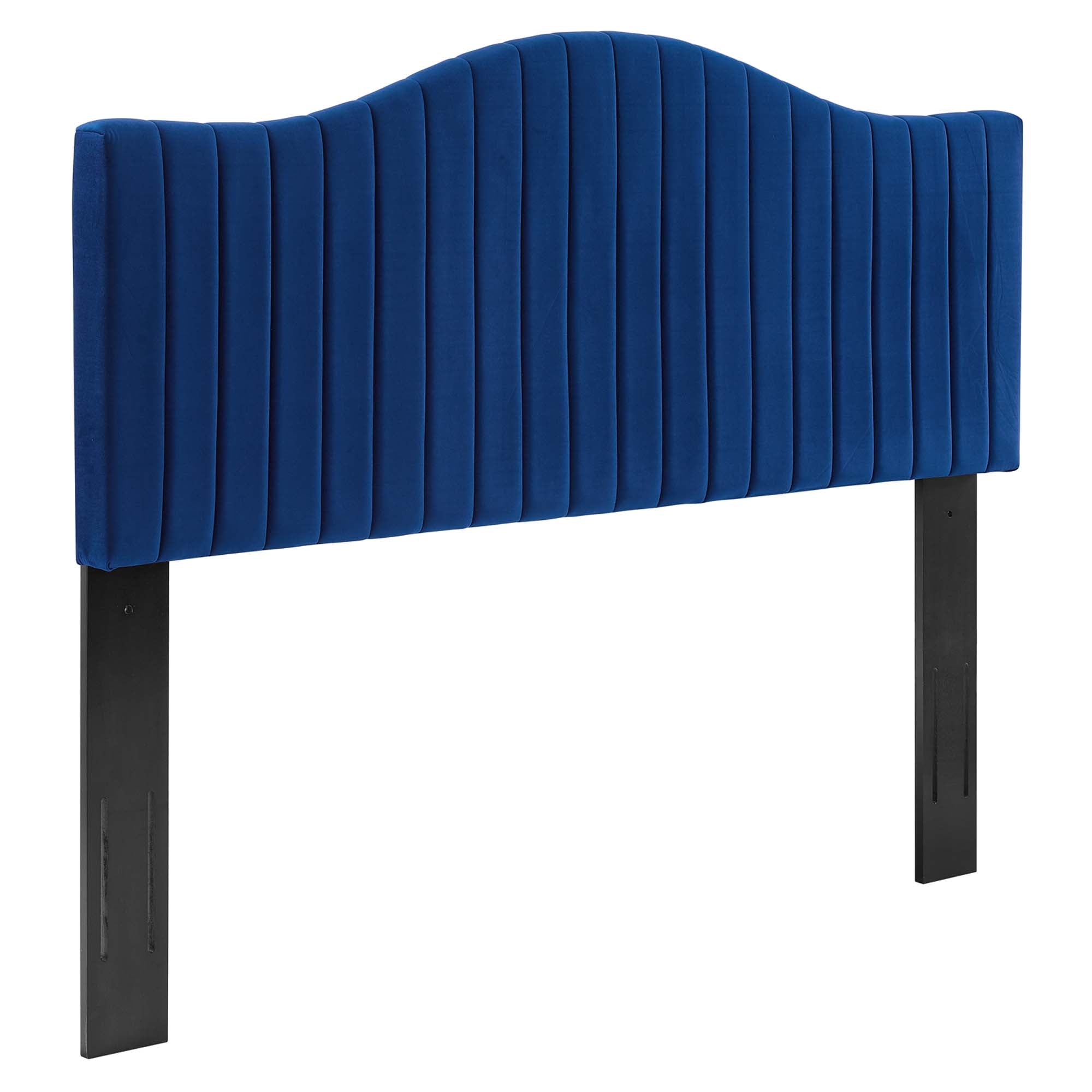 Juniper Channel Tufted Performance Velvet Platform Bed With Black Wood Legs - Image 9
