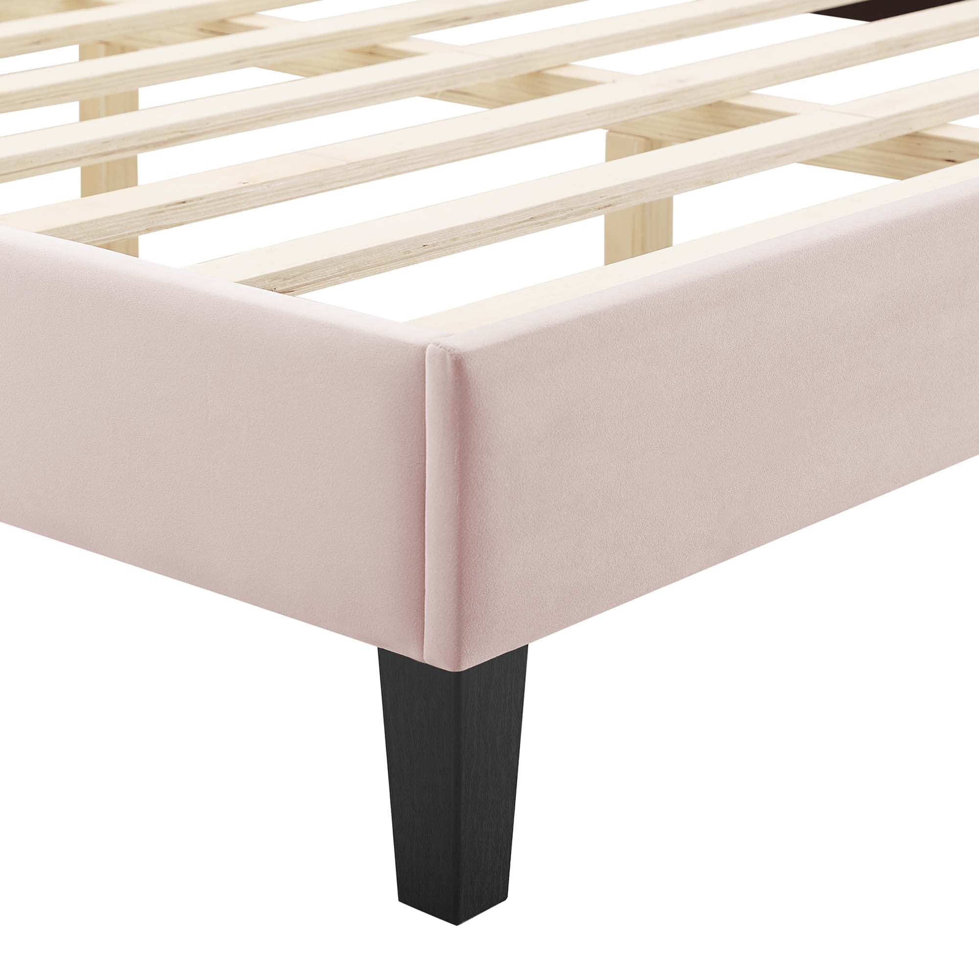 Current Performance Velvet Platform Bed With Black Wood Legs view 7