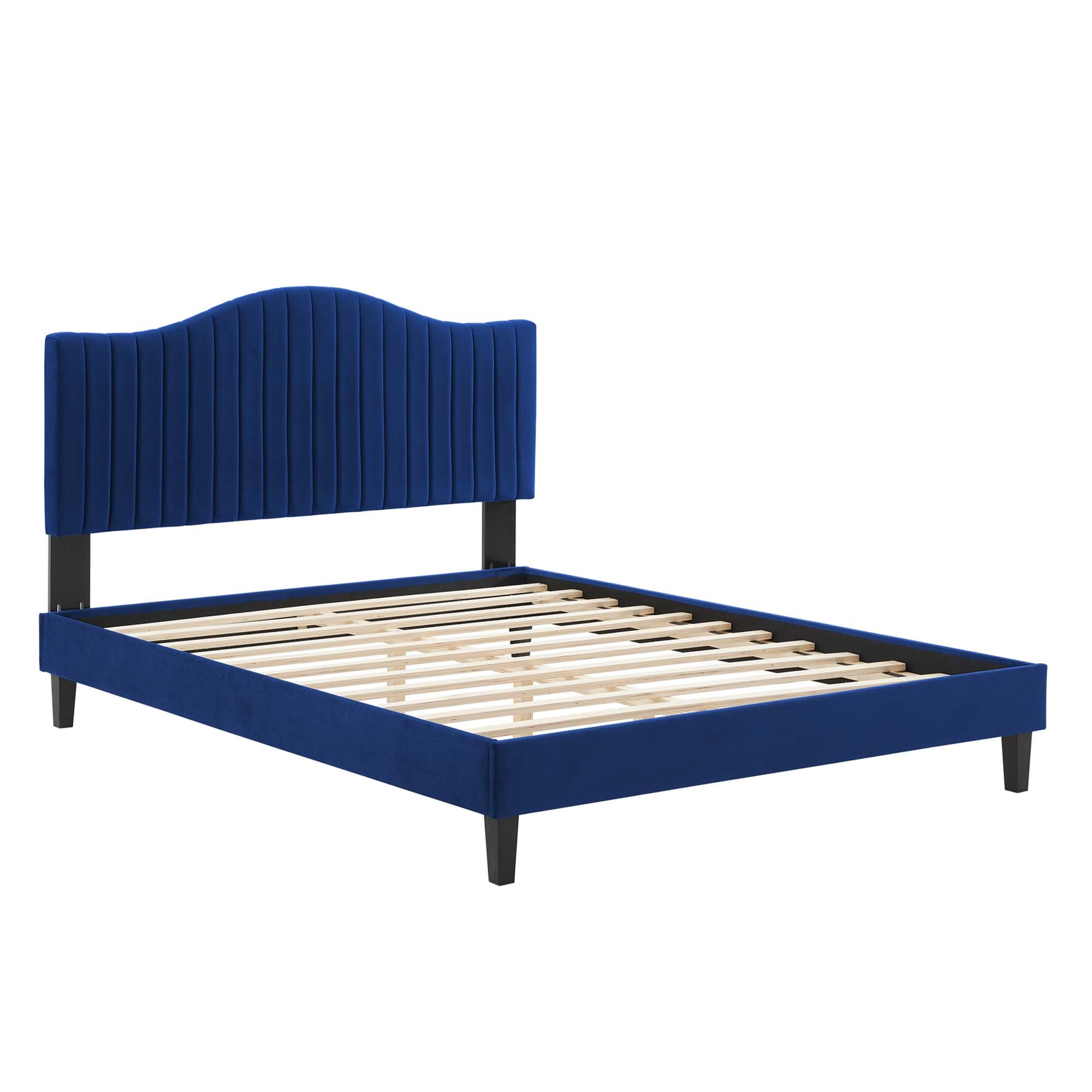 Juniper Channel Tufted Performance Velvet Platform Bed With Black Wood Legs view 8