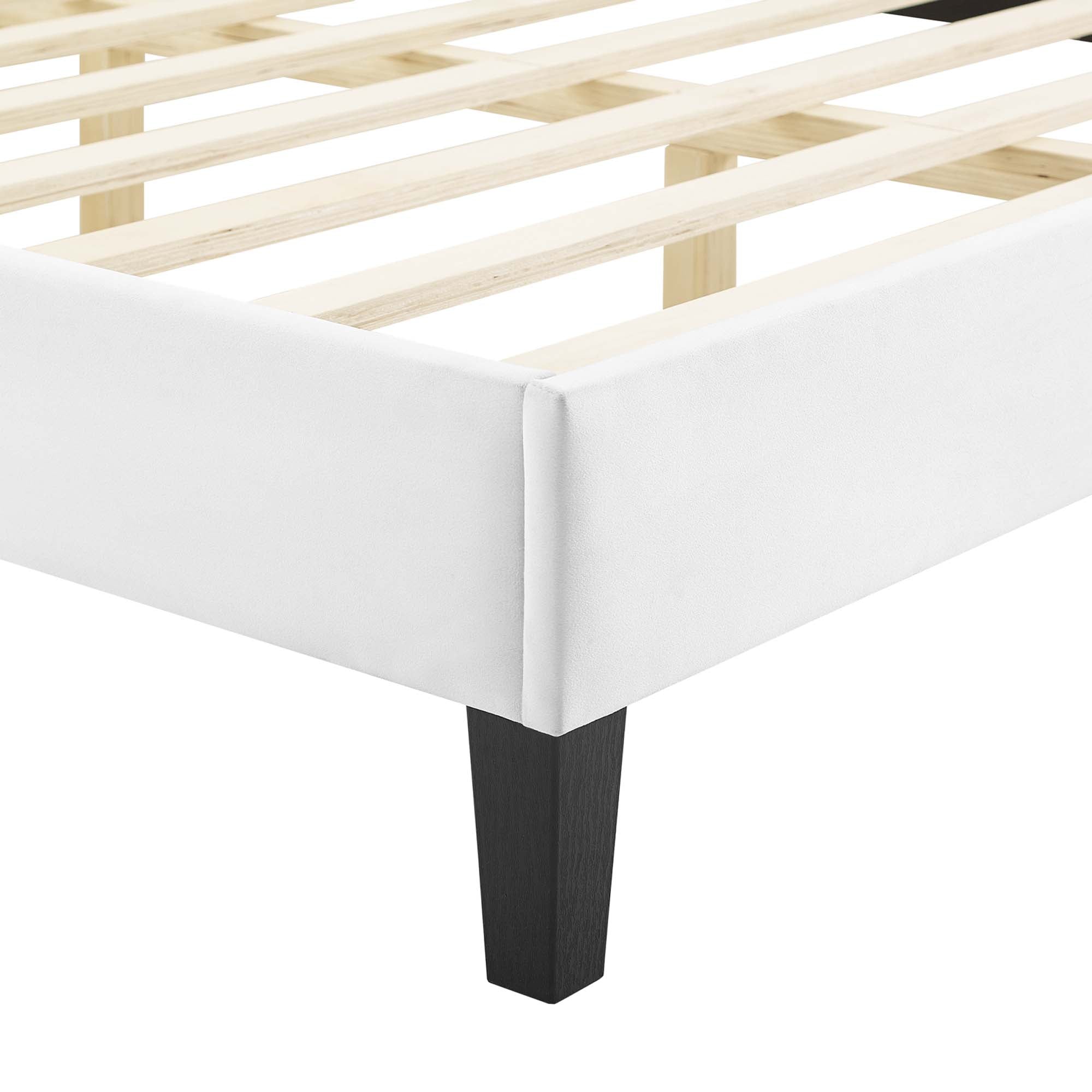 Gwyneth Tufted Performance Velvet Platform Bed With Black Wood Legs view 7