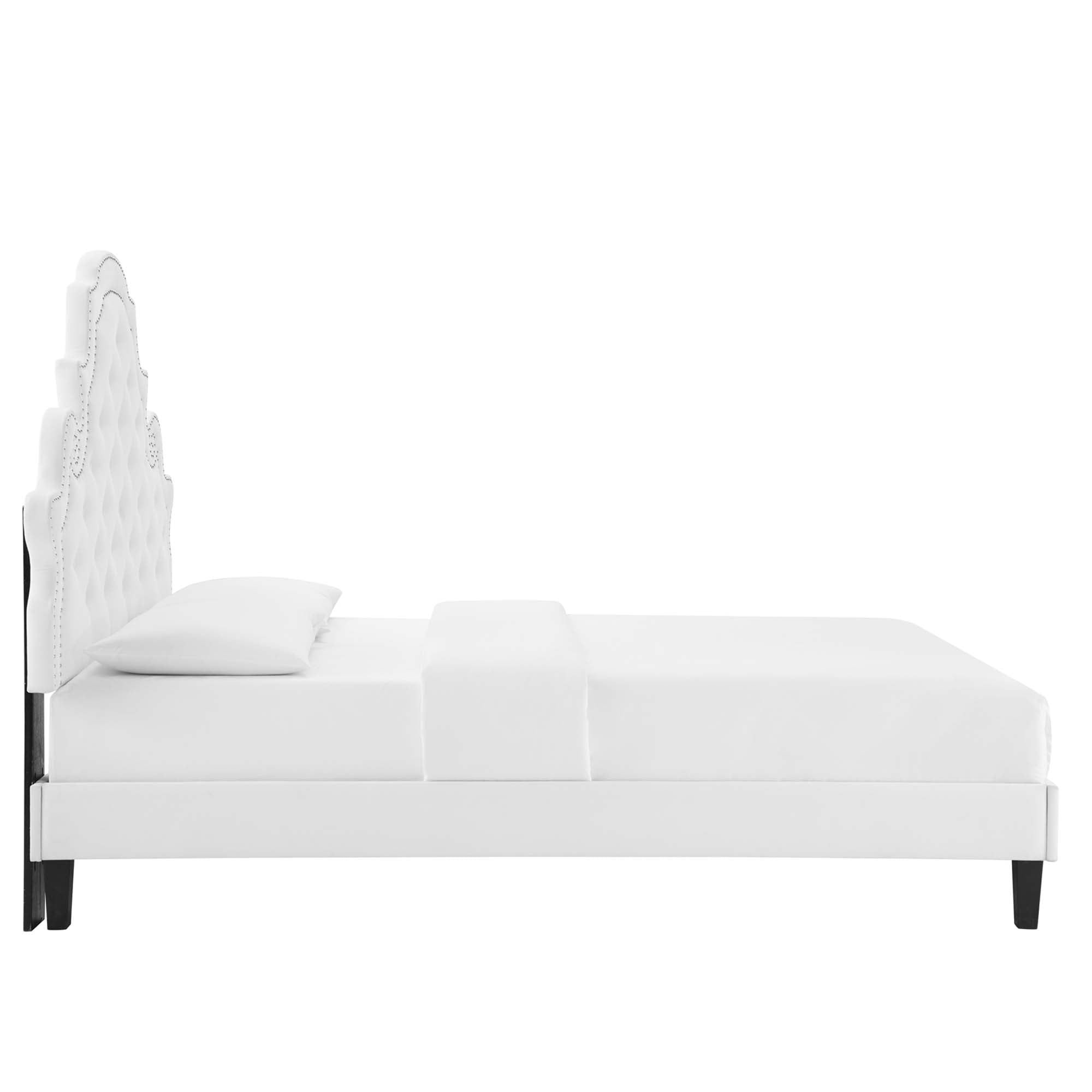 Gwyneth Tufted Performance Velvet Platform Bed With Black Wood Legs view 6