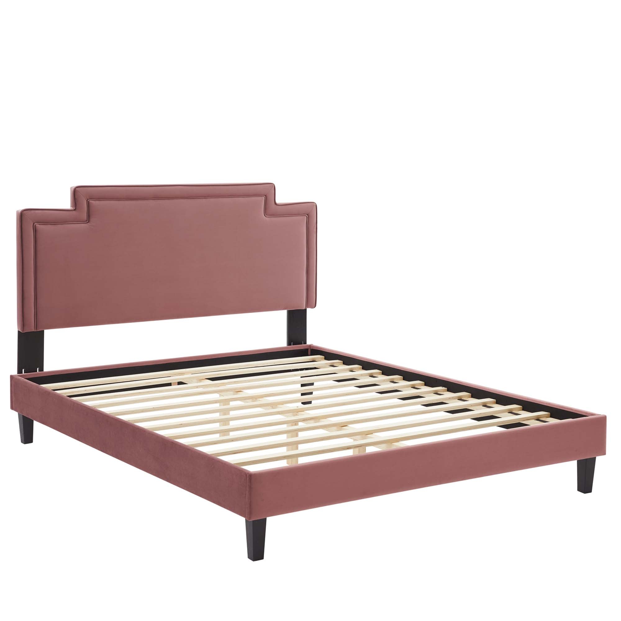 Liva Performance Velvet Bed With Black Wood Legs view 8