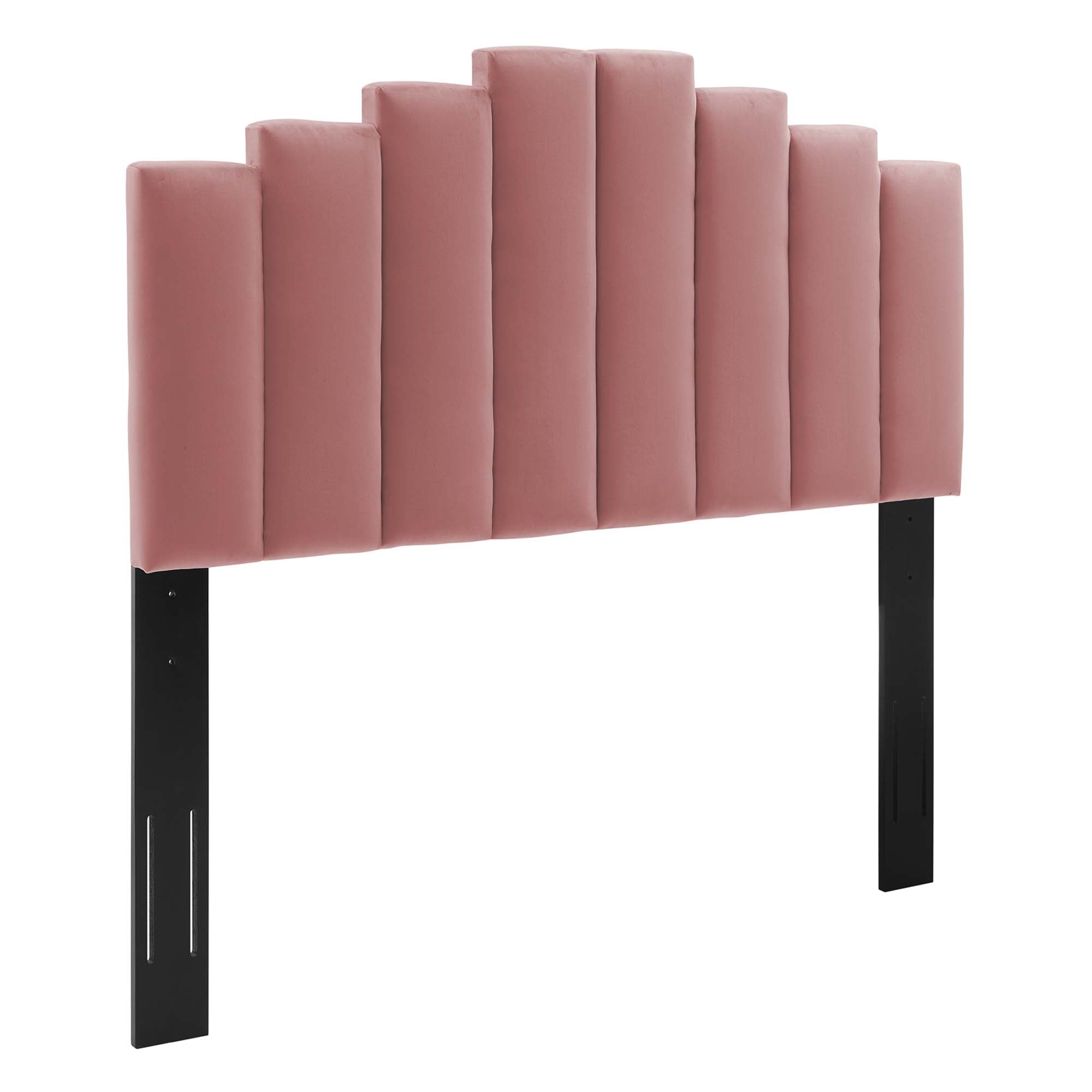 Elise Performance Velvet Platform Bed With Black Wood Legs view 6