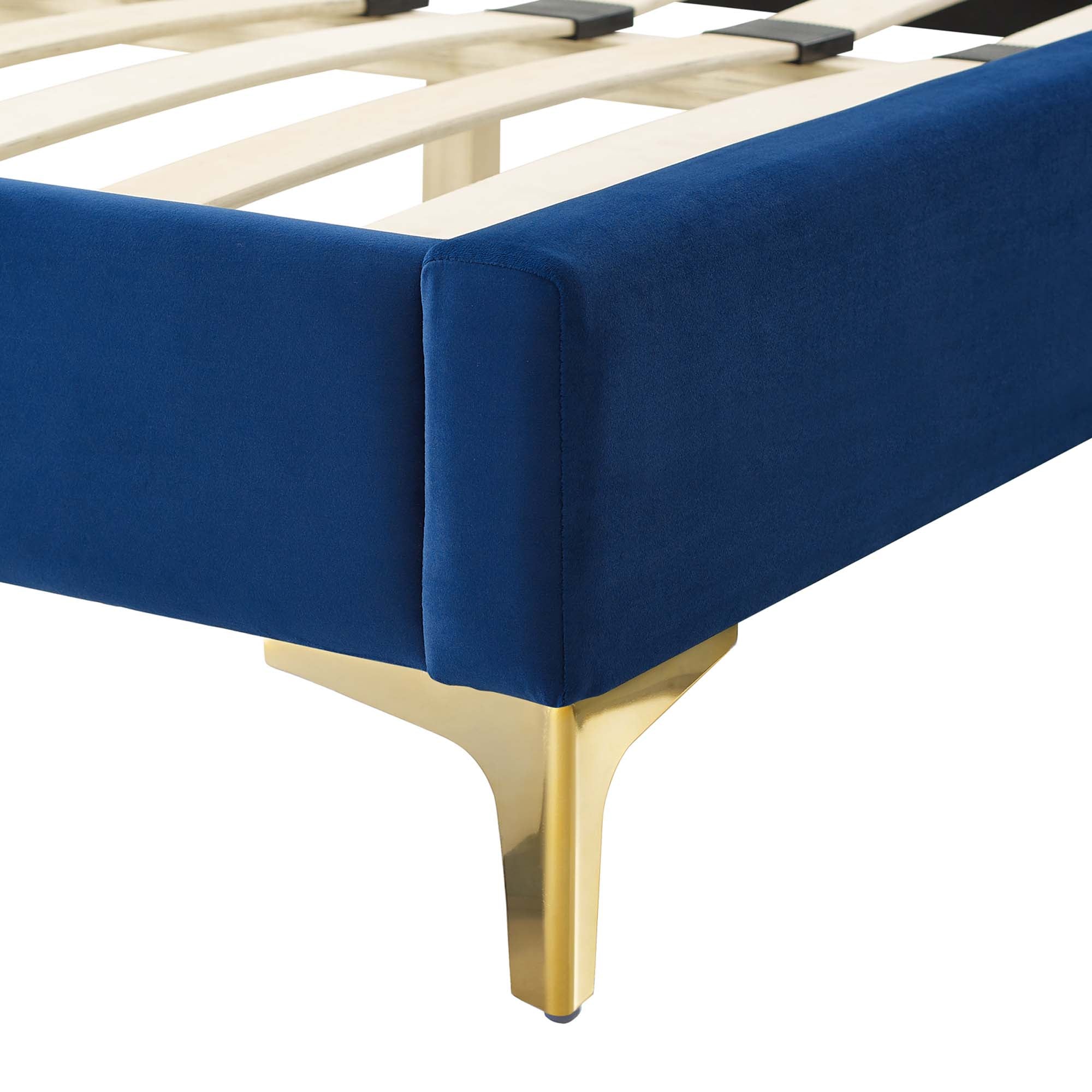 Alexandria Tufted Performance Velvet Platform Bed With Gold Legs view 7