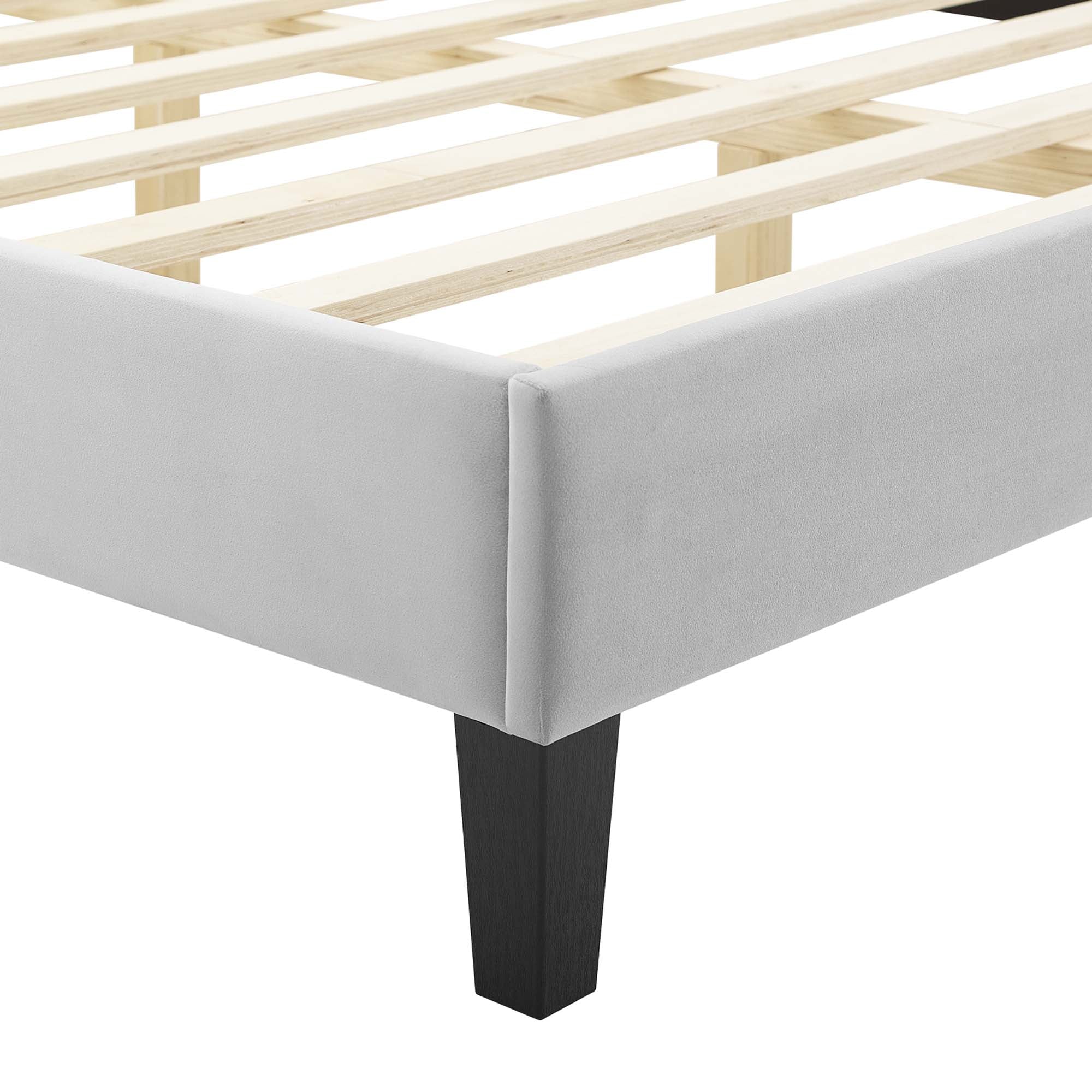 Alexandria Tufted Performance Velvet Platform Bed With Black Wood Legs view 7