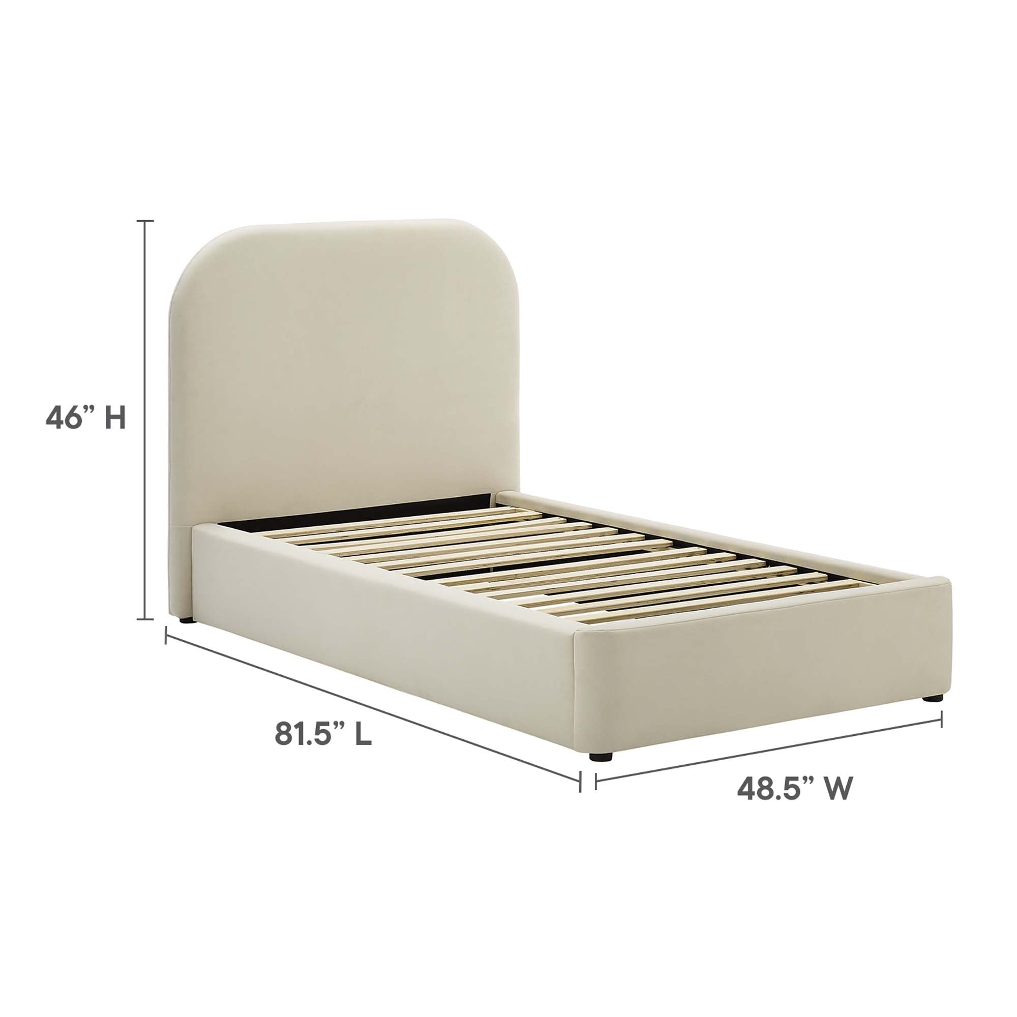 Keynote Performance Velvet Curved Platform Bed view 4
