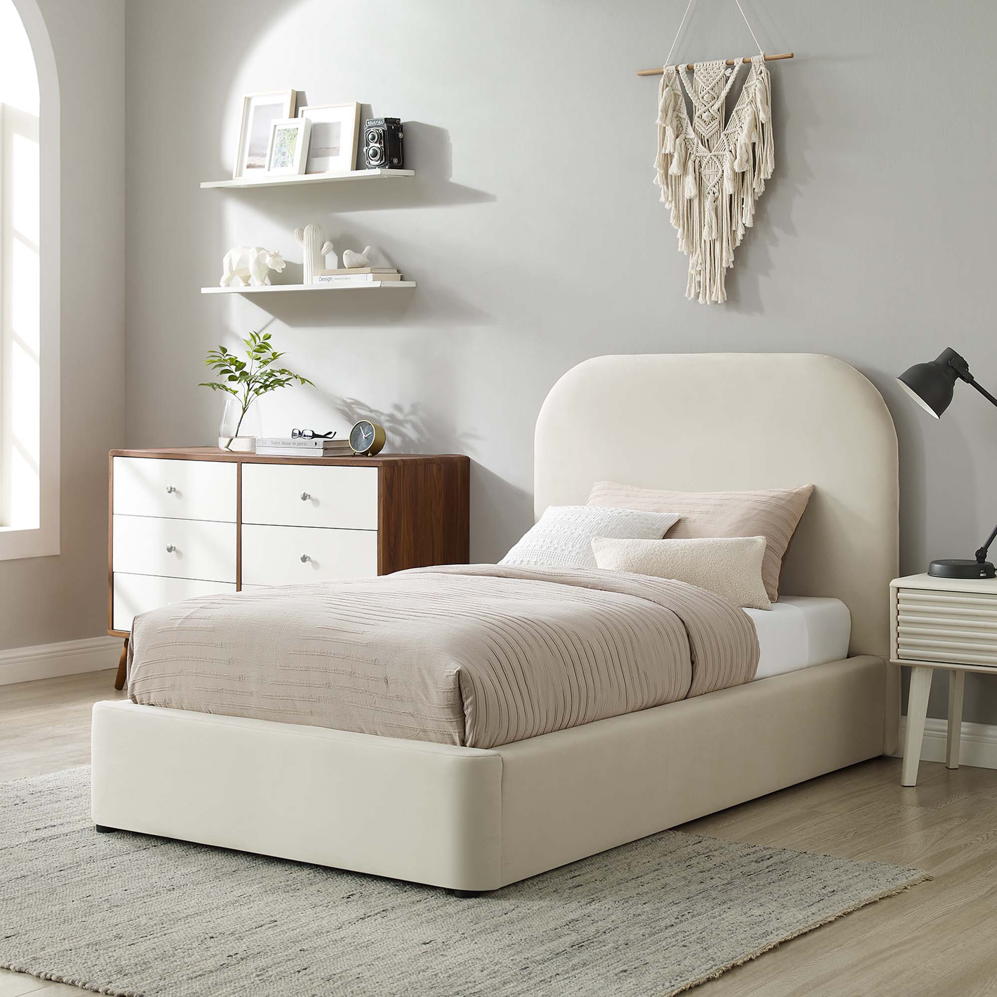 Keynote Performance Velvet Curved Platform Bed view 2