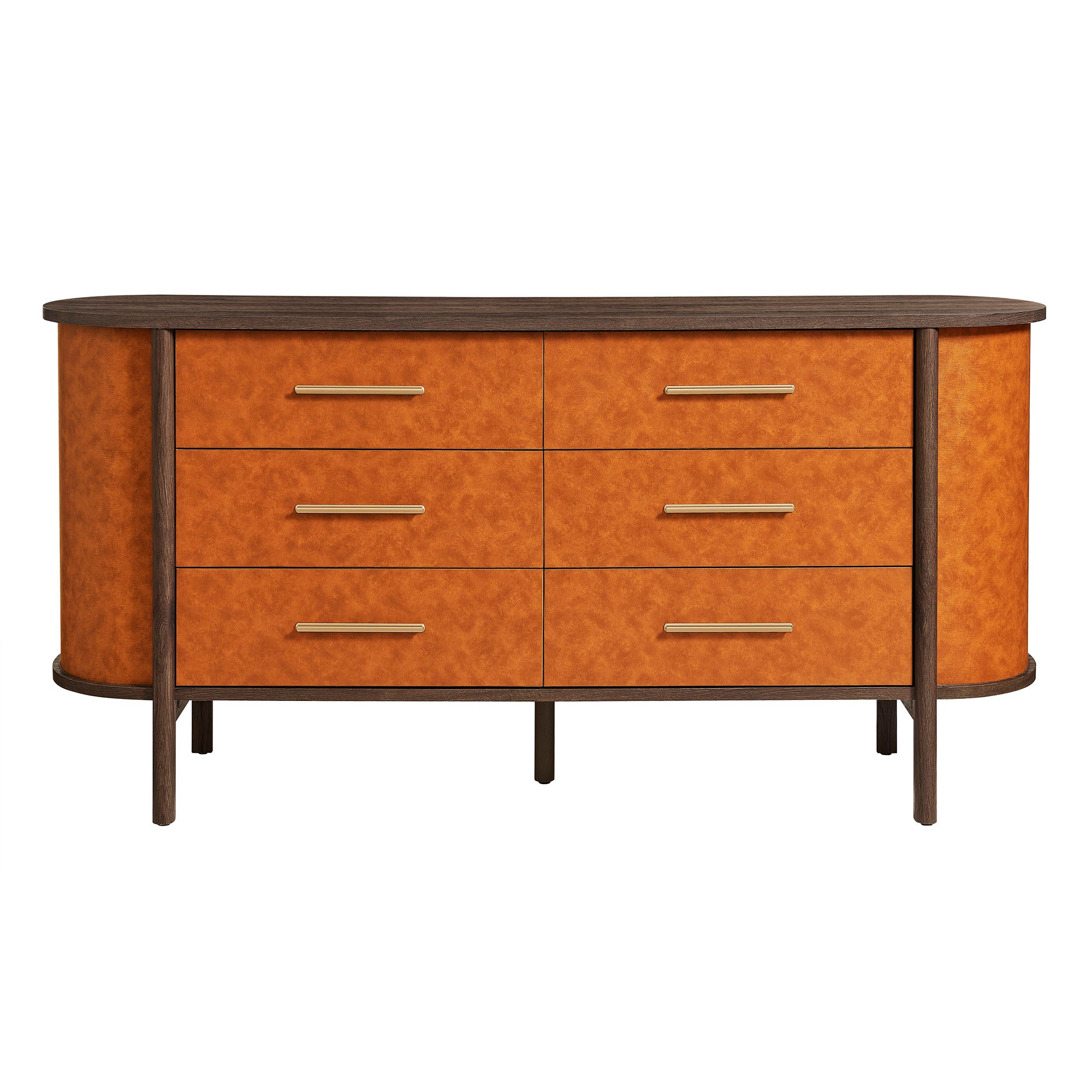 Coralie Curved 6-Drawer Vegan Leather Oval Dresser view 7