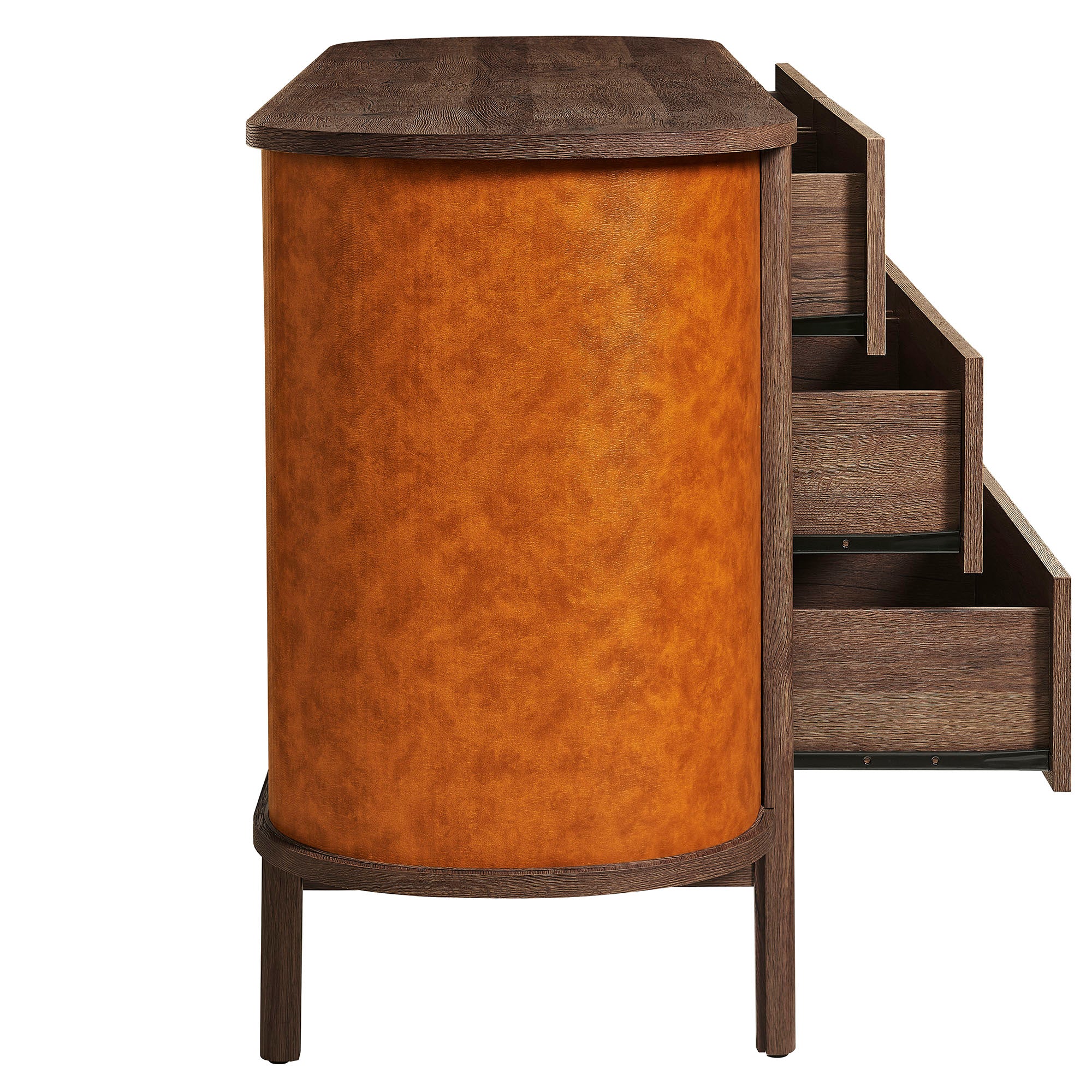 Coralie Curved 6-Drawer Vegan Leather Oval Dresser view 6