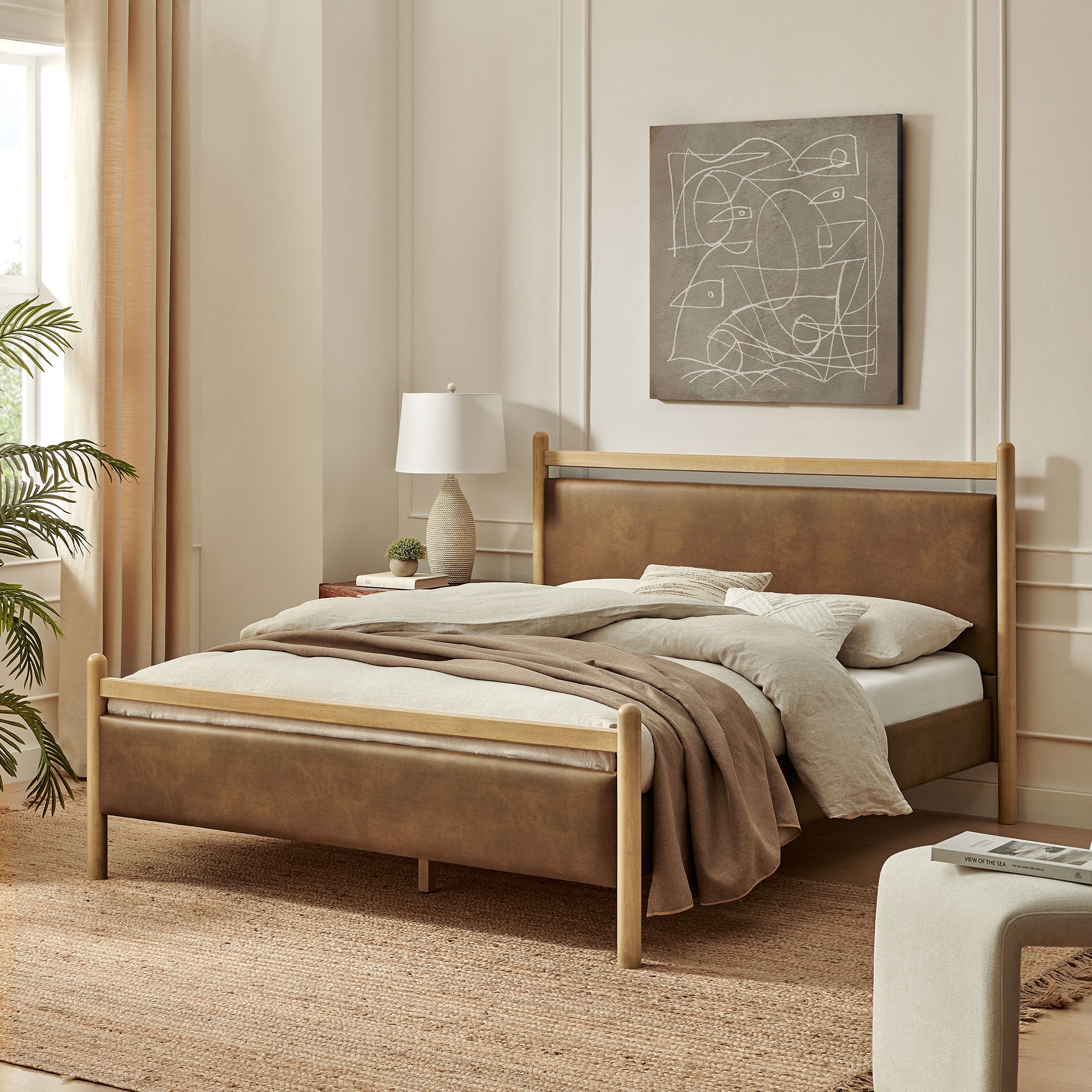 Ginny Vegan Leather Platform Bed Frame view 2