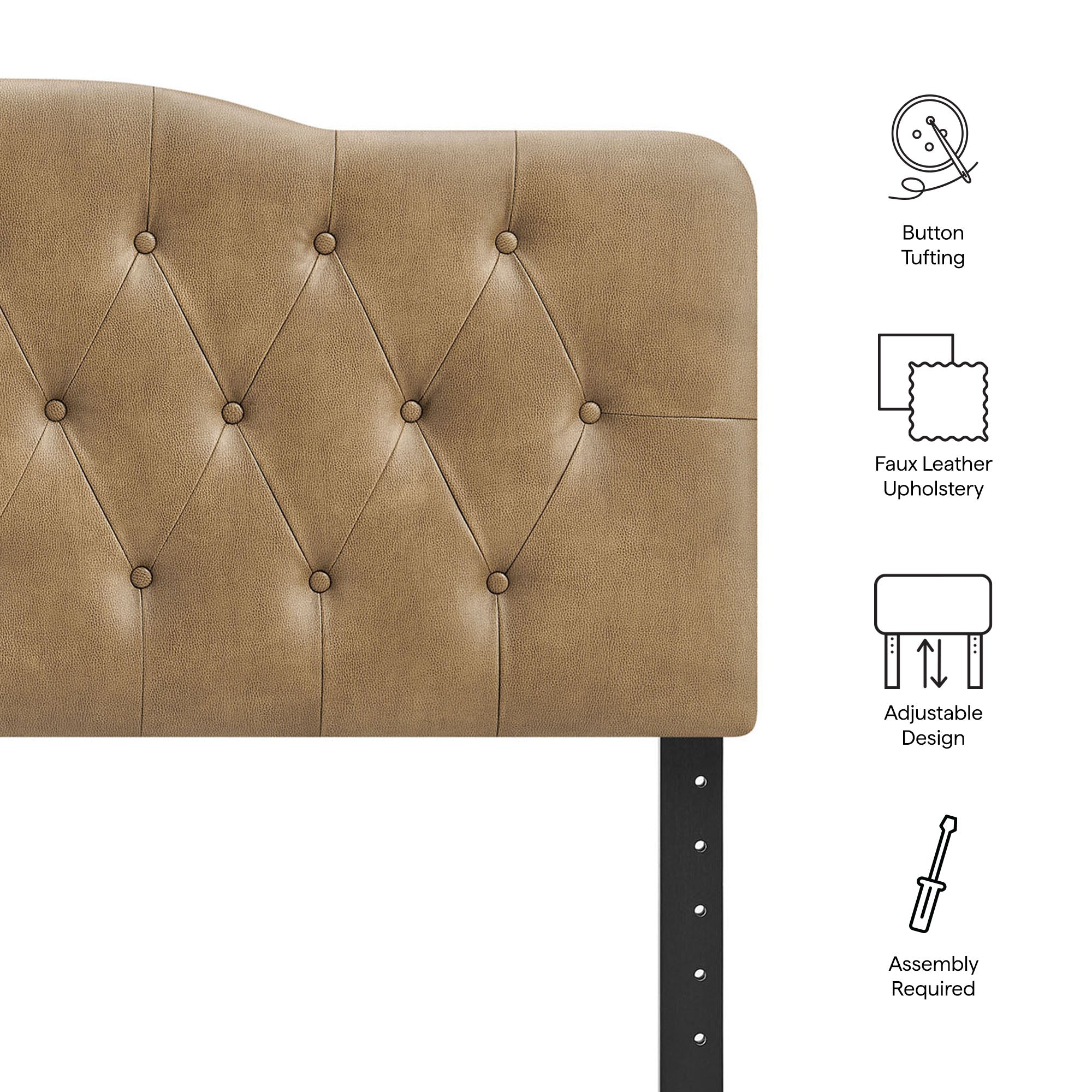 Annabel Faux Leather Queen Headboard view 3