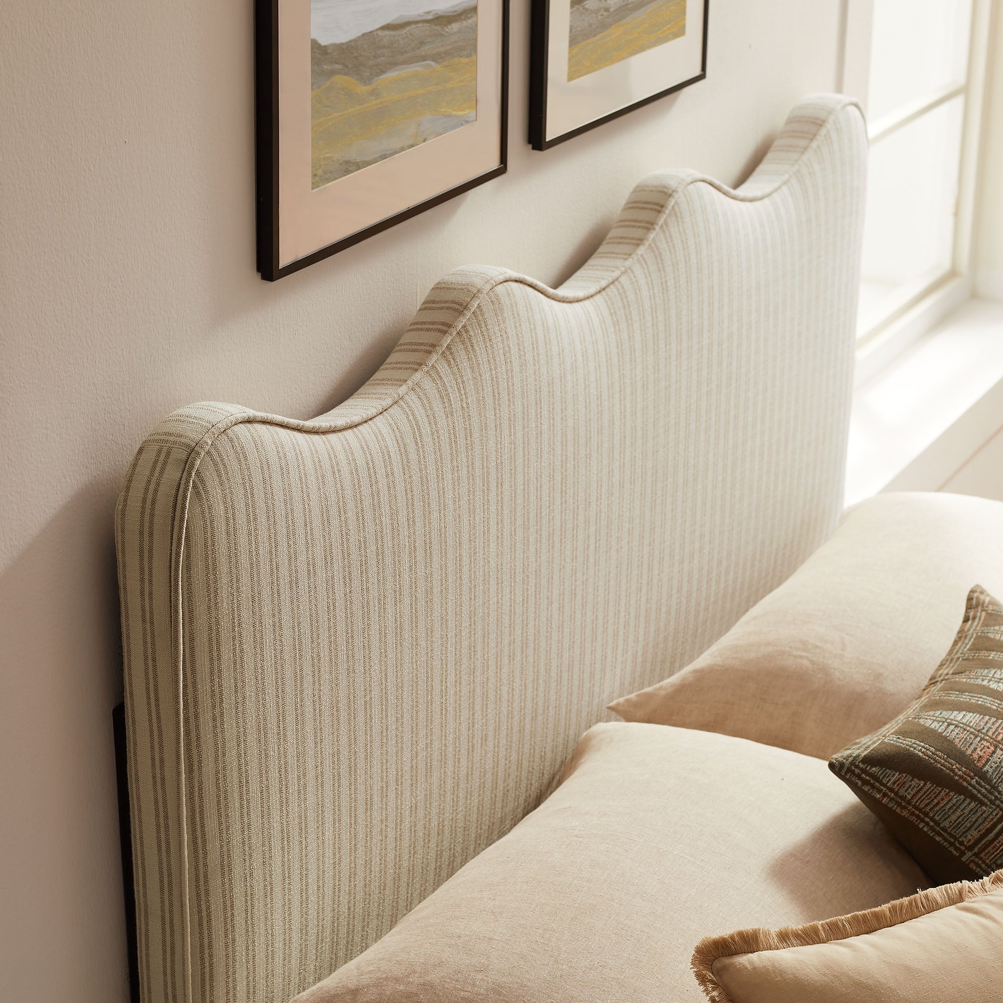 Athena Striped Fabric Upholstered Headboard view 5