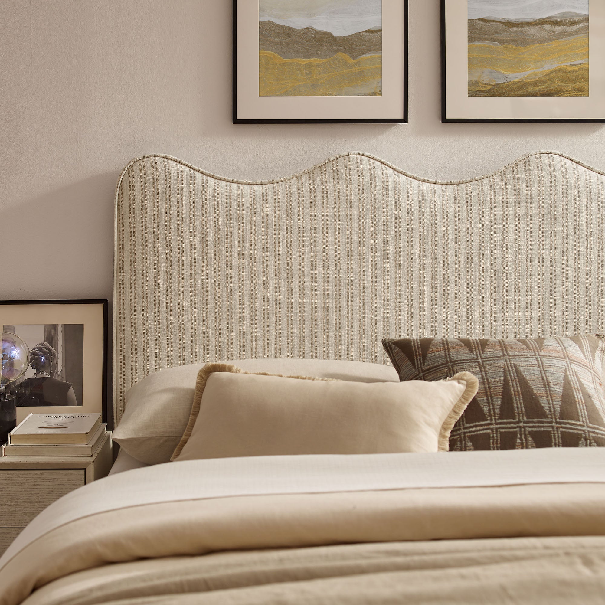 Athena Striped Fabric Upholstered Headboard view 6