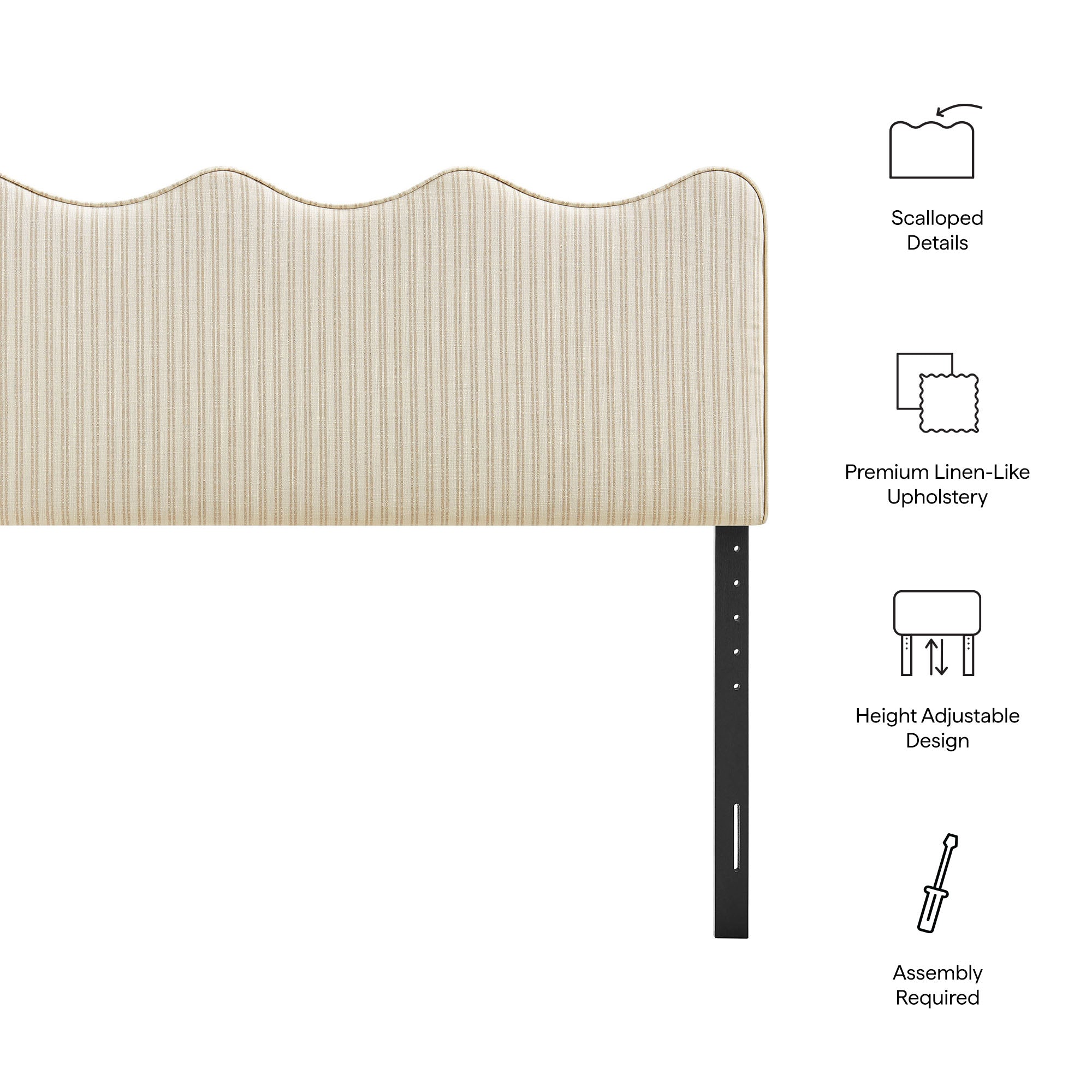 Athena Striped Fabric Upholstered Headboard view 3