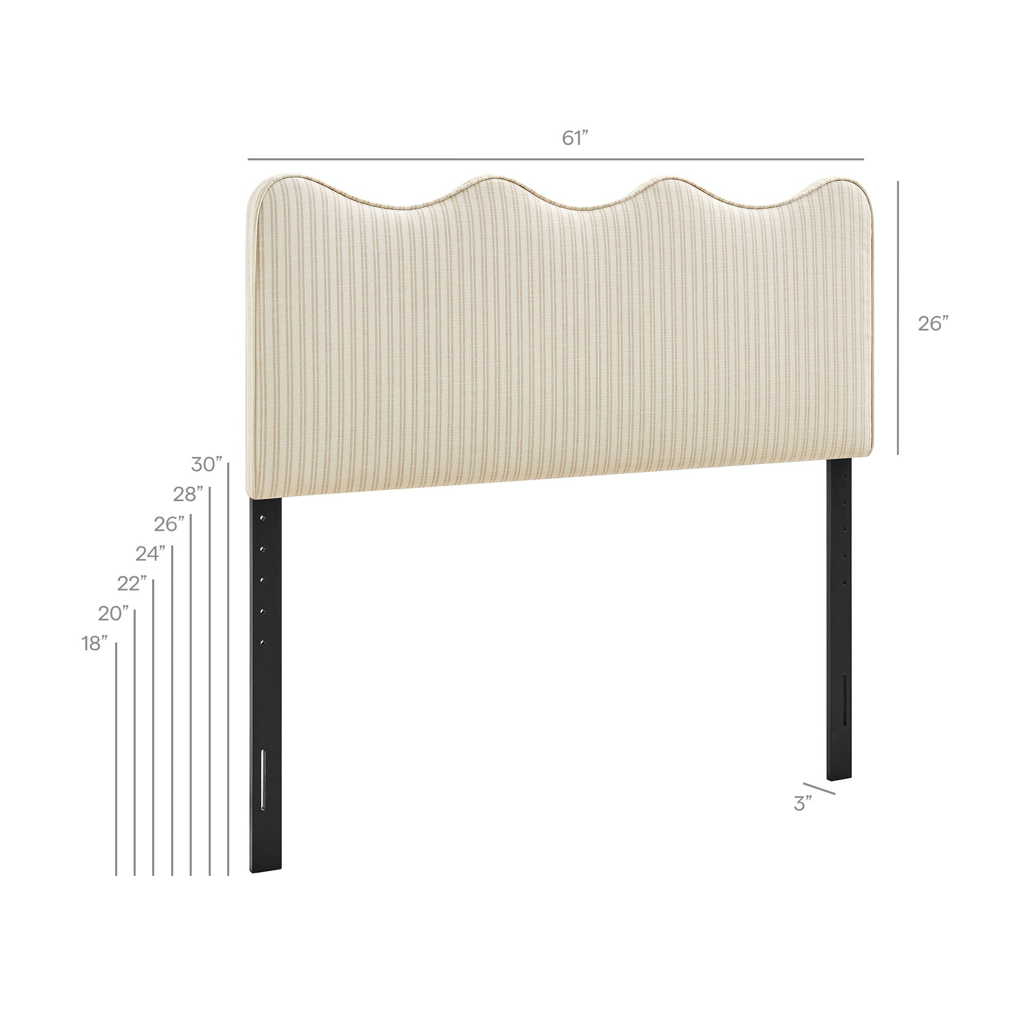 Athena Striped Fabric Upholstered Headboard view 4