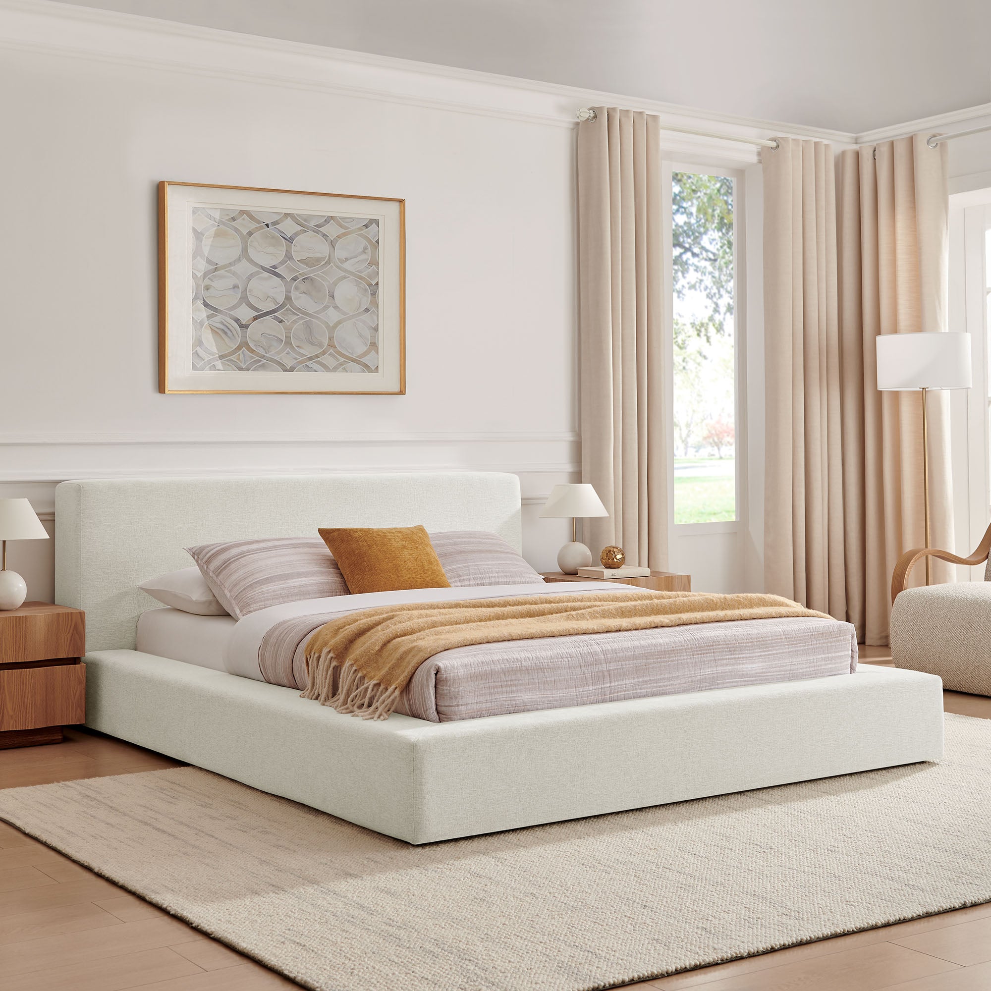 Luma Chenille Upholstered Platform Bed Frame view 2