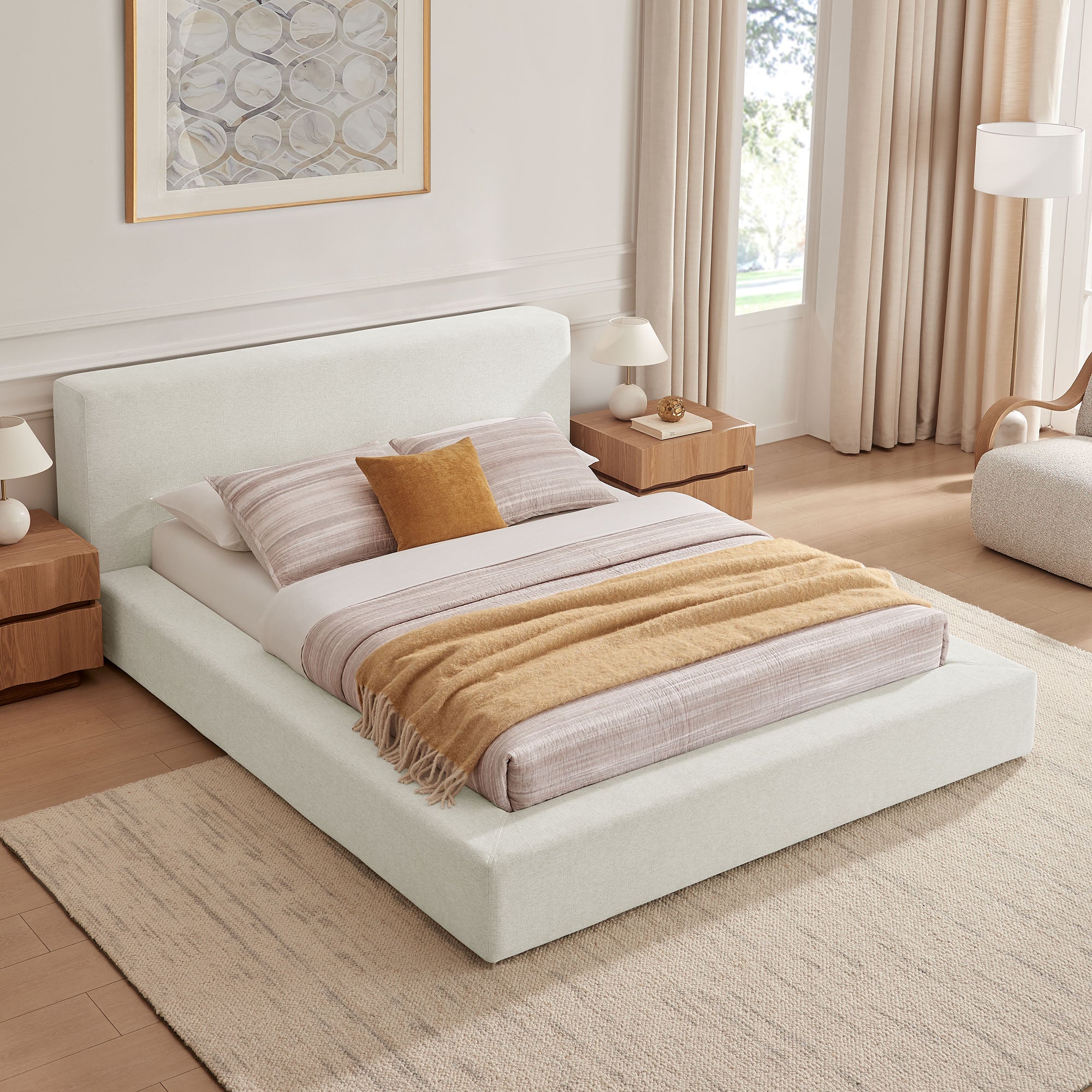 Luma Chenille Upholstered Platform Bed Frame view 6