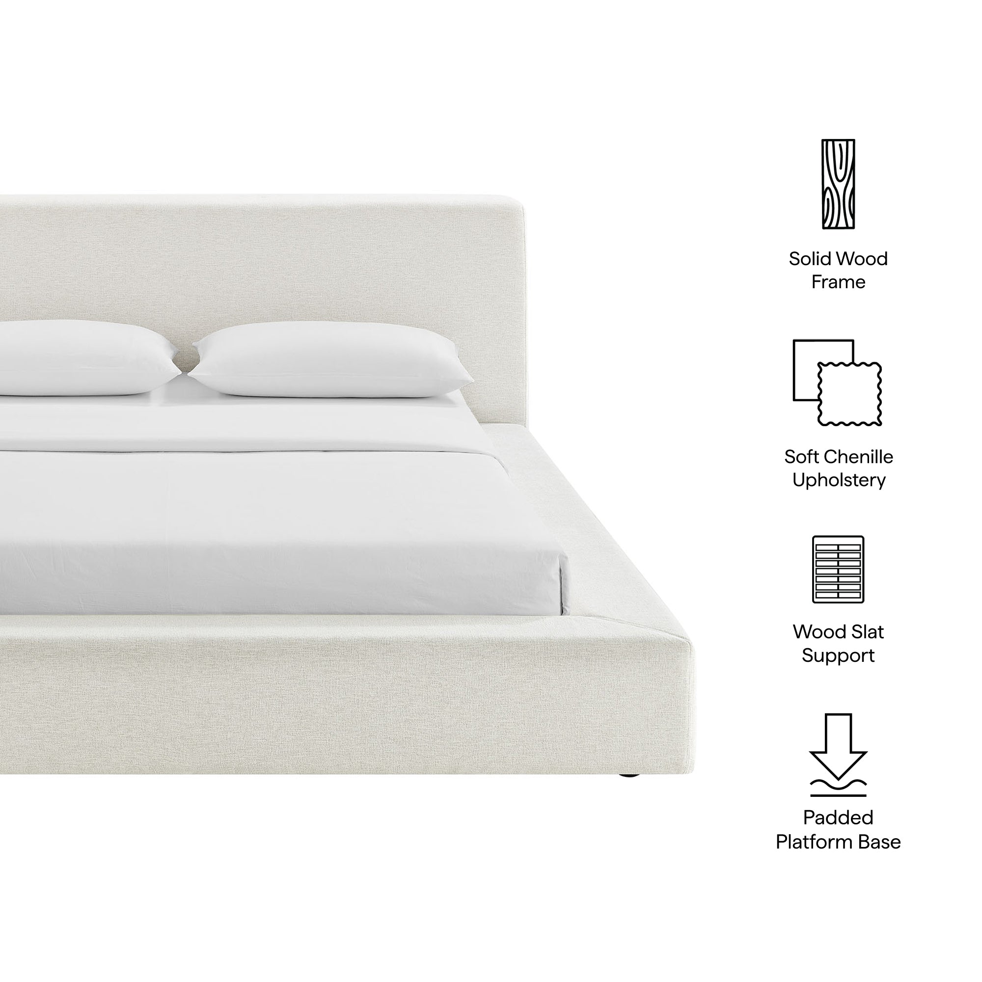 Luma Chenille Upholstered Platform Bed Frame view 4