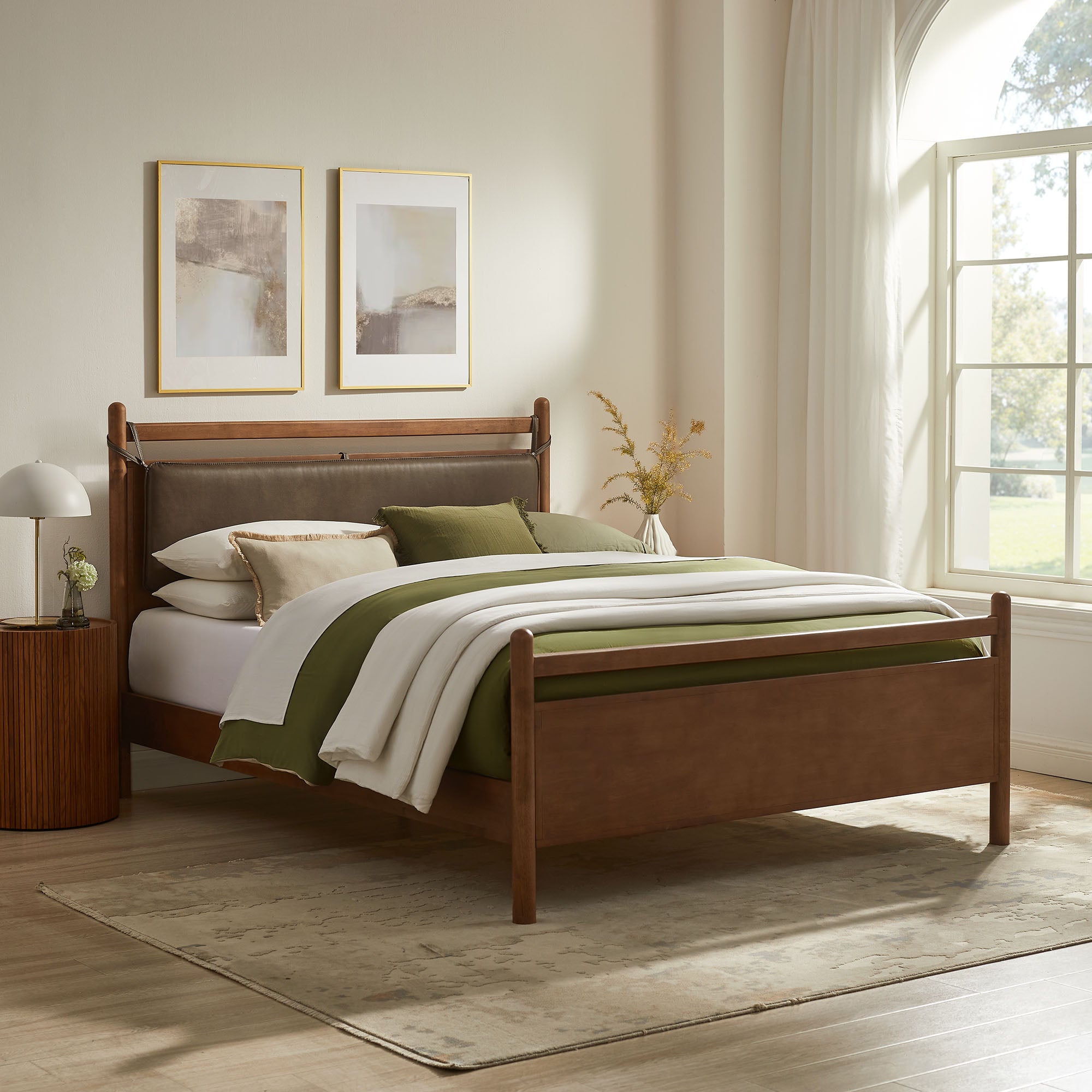 Leni Vegan Leather and Wood Platform Bed Frame view 2