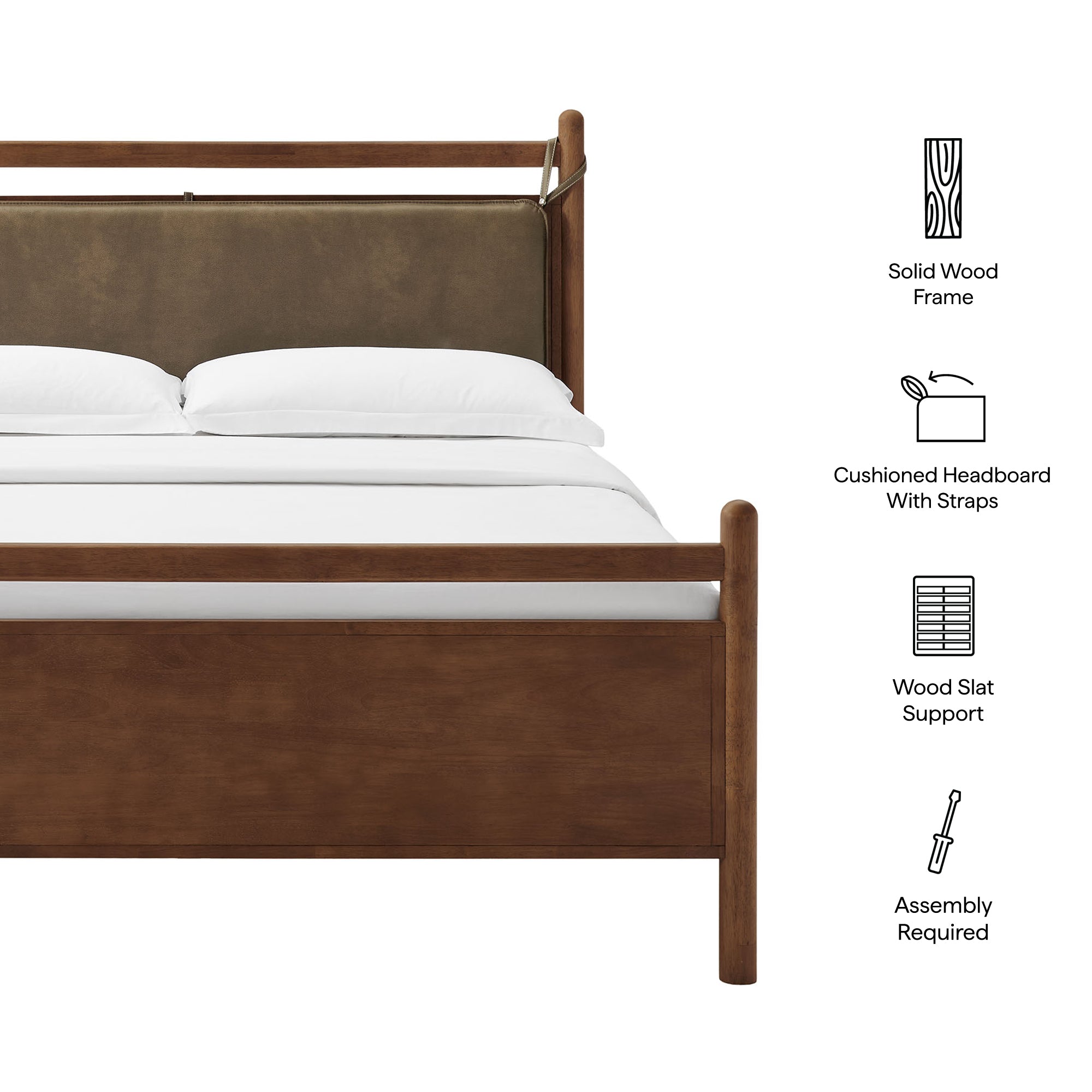 Leni Vegan Leather and Wood Platform Bed Frame view 3